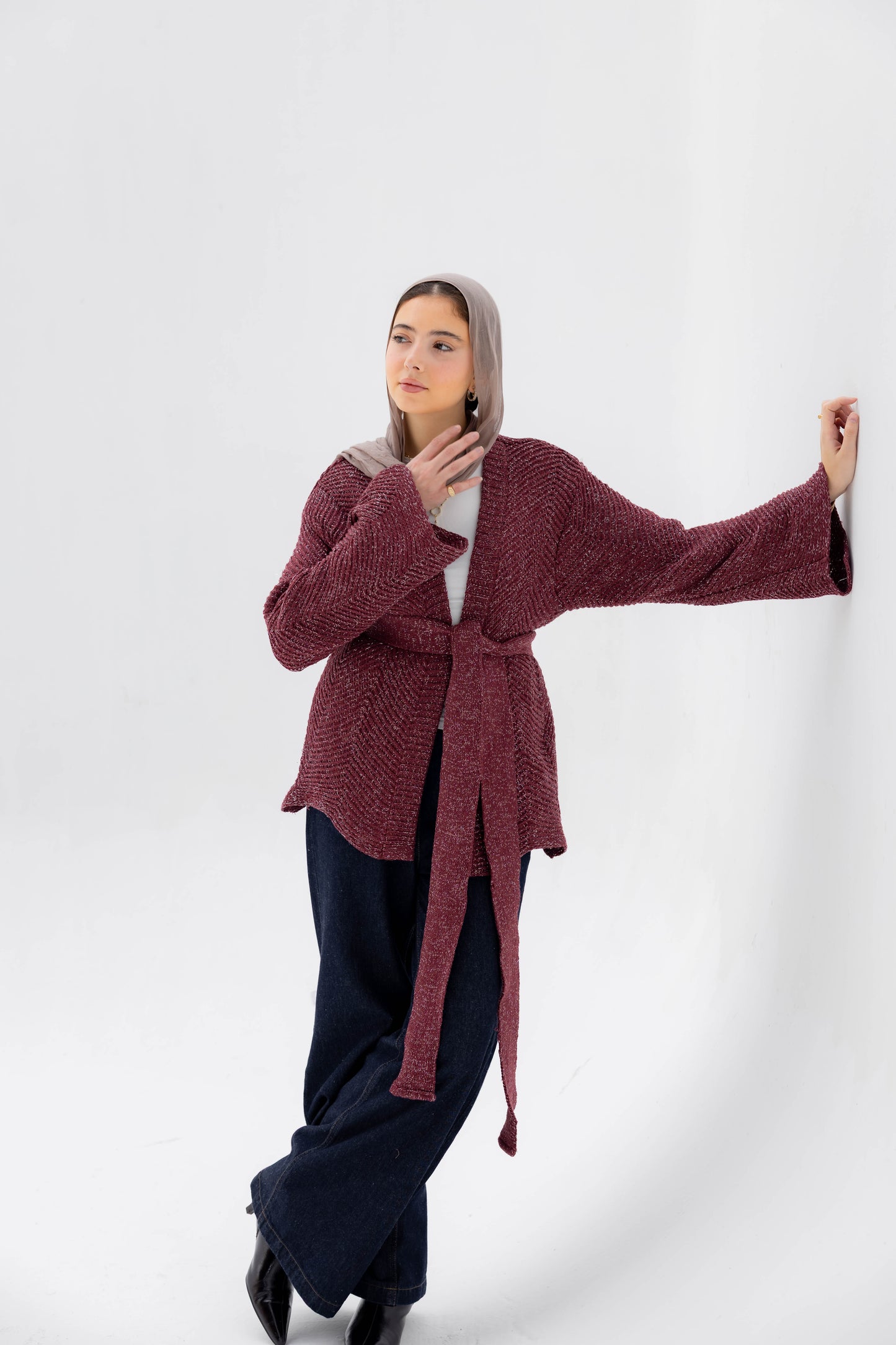 Rosalie Knit Cardigan in Shimmer Cherry