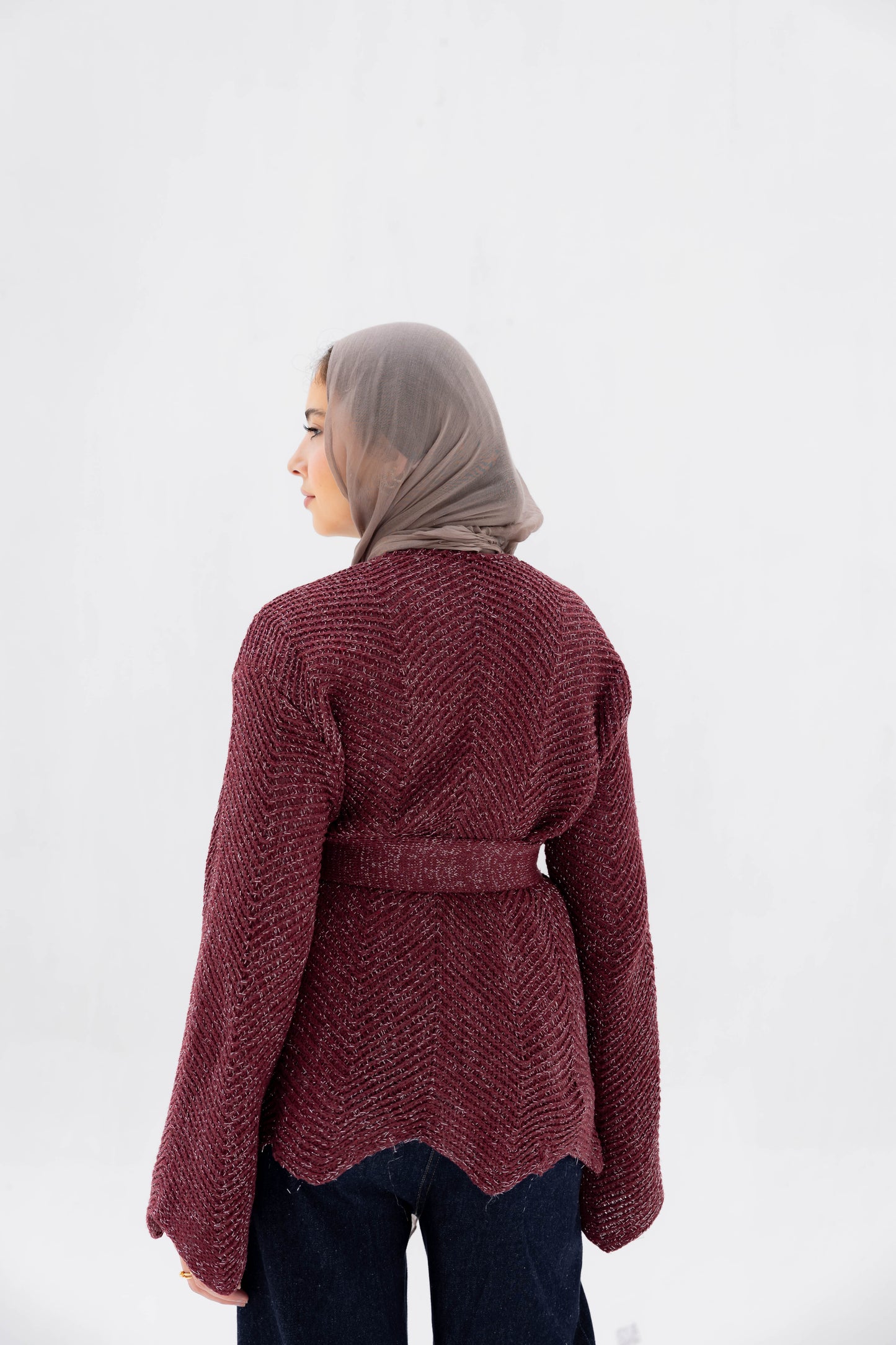 Rosalie Knit Cardigan in Shimmer Cherry