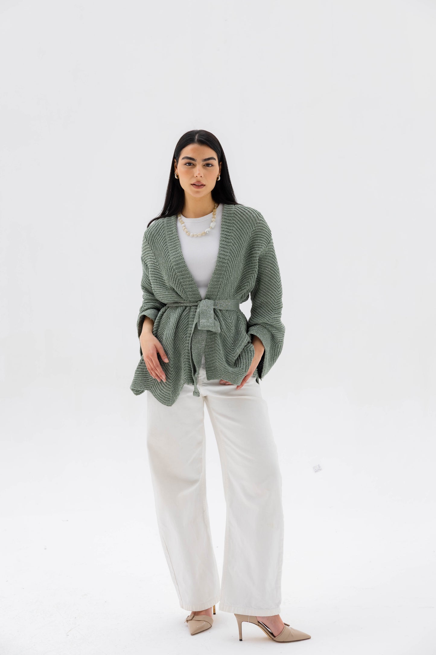 Rosalie Knit Cardigan in Shimmer Mint