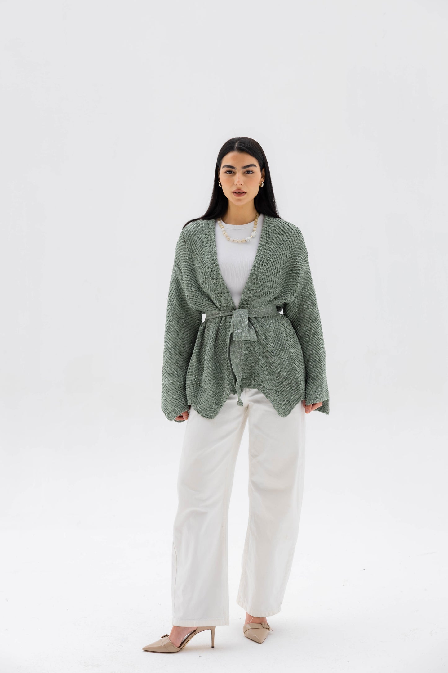 Rosalie Knit Cardigan in Shimmer Mint