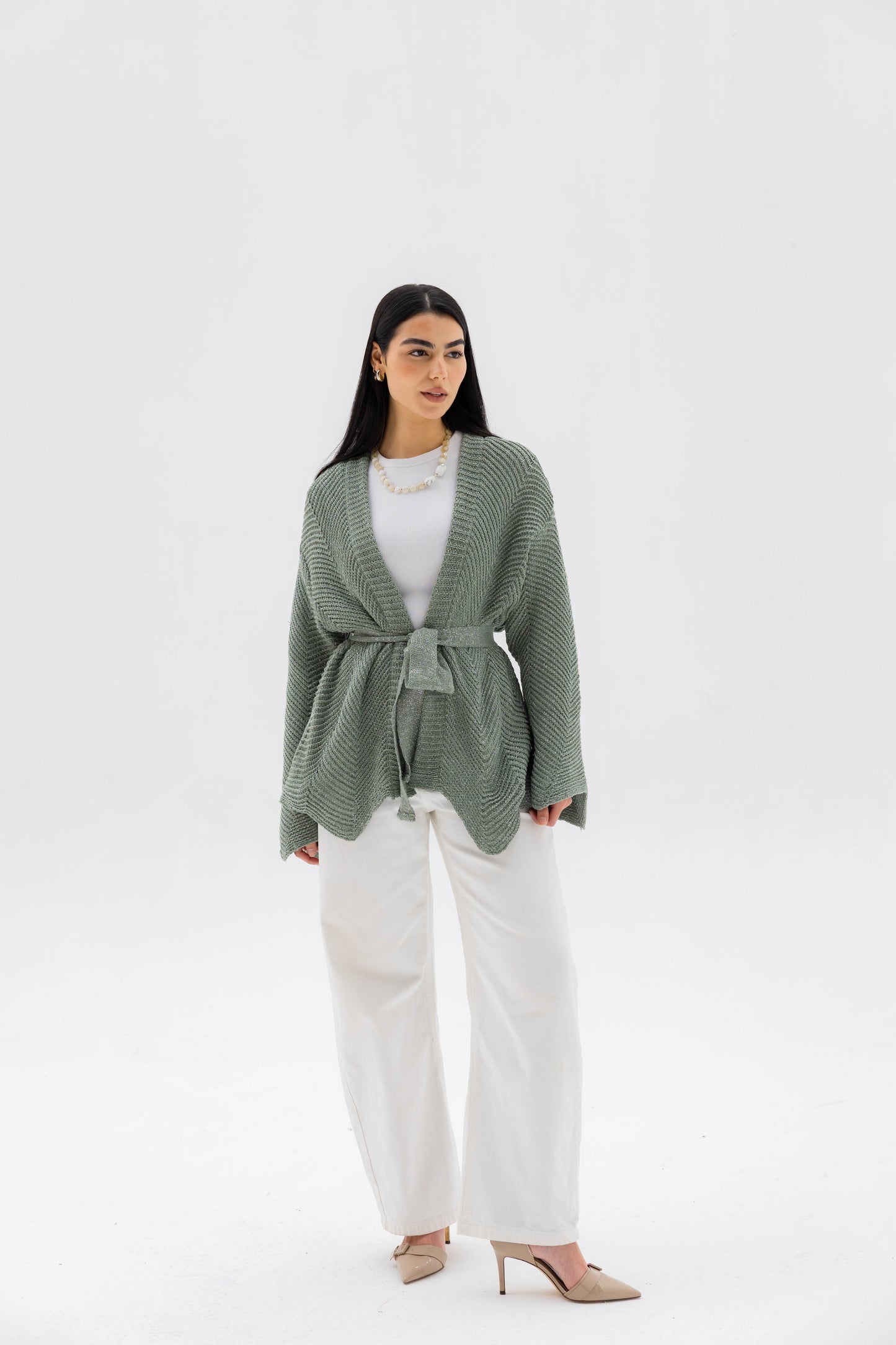 Rosalie Knit Cardigan in Shimmer Mint