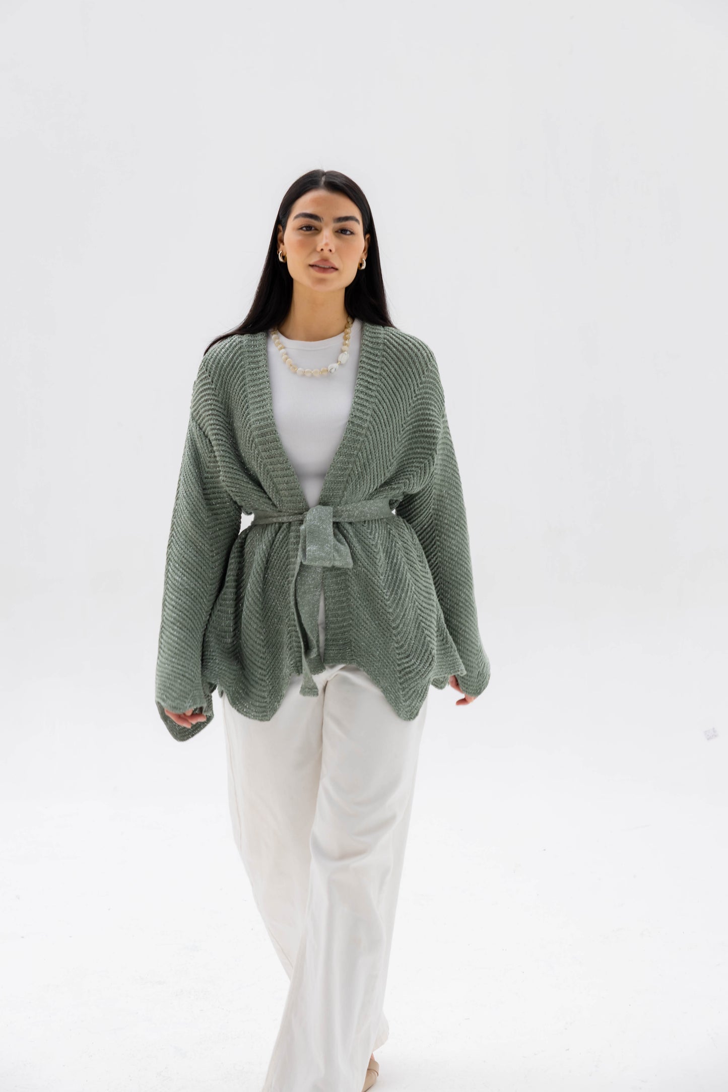 Rosalie Knit Cardigan in Shimmer Mint