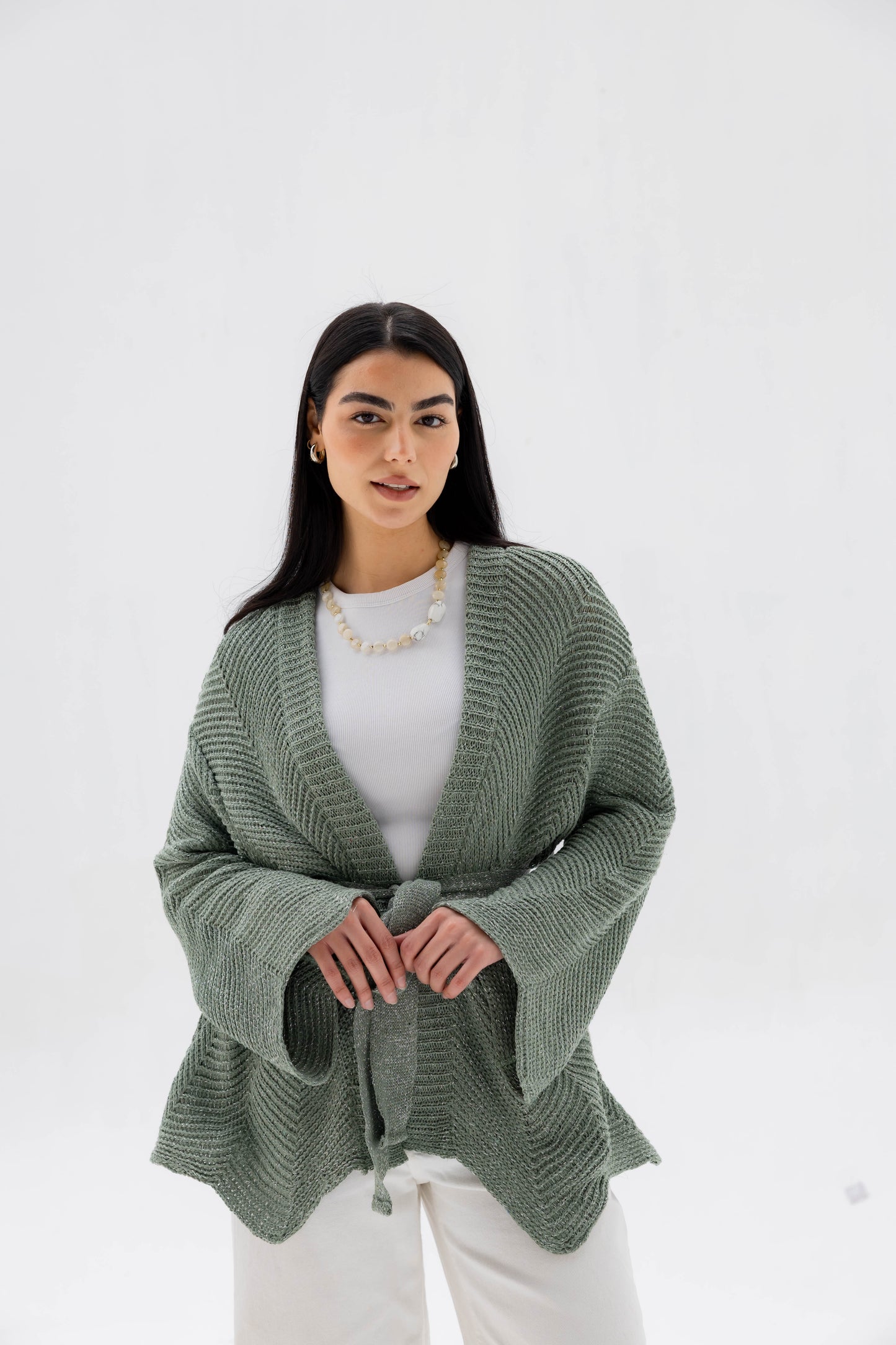 Rosalie Knit Cardigan in Shimmer Mint