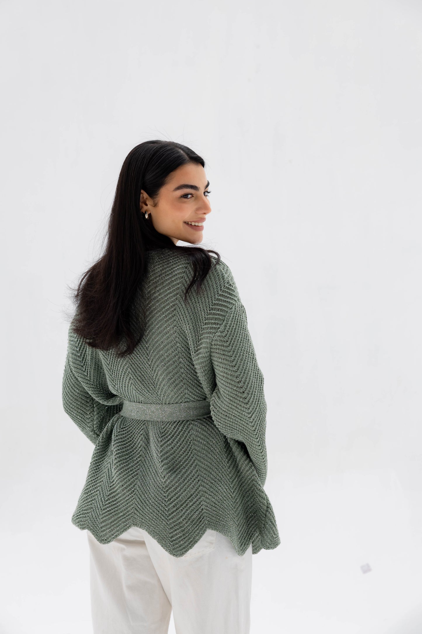 Rosalie Knit Cardigan in Shimmer Mint