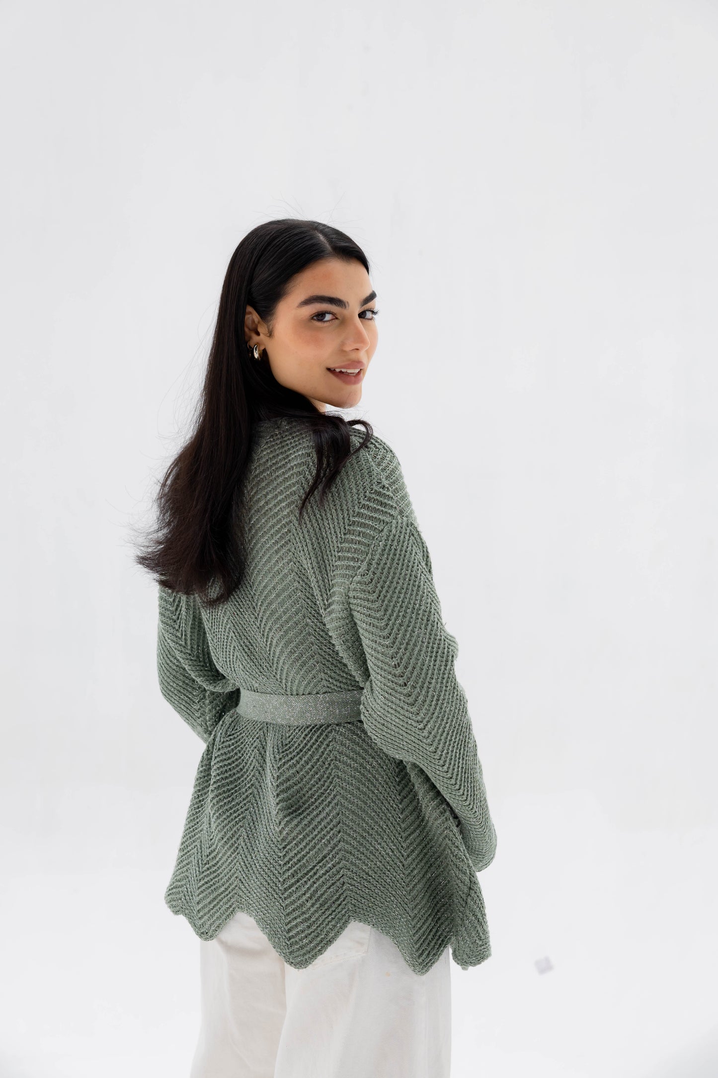 Rosalie Knit Cardigan in Shimmer Mint