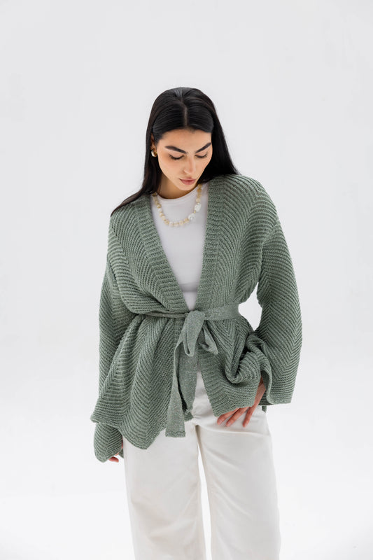 Rosalie Knit Cardigan in Shimmer Mint