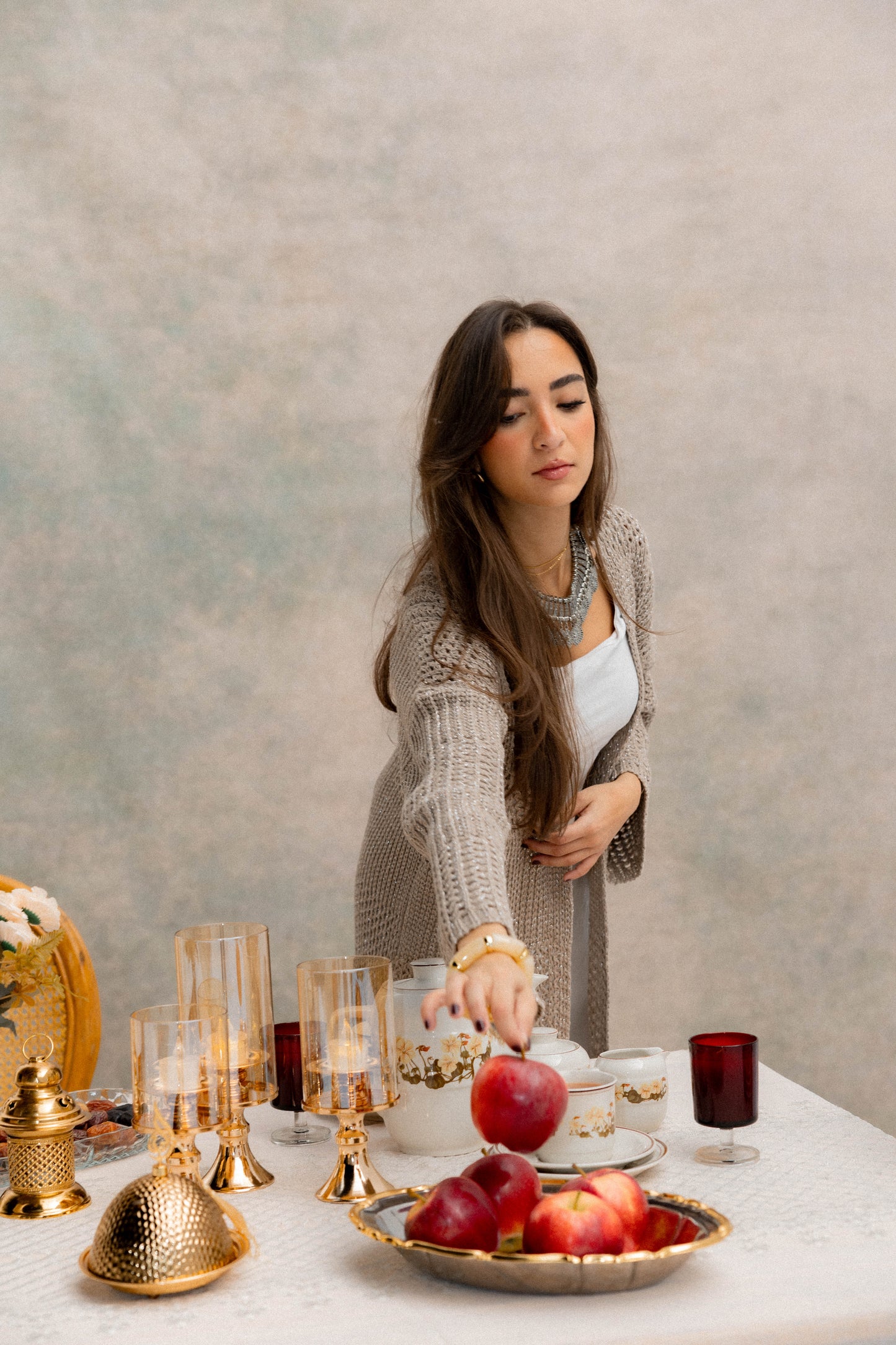 Fringed Breeze Cardigan in Shimmer Beige