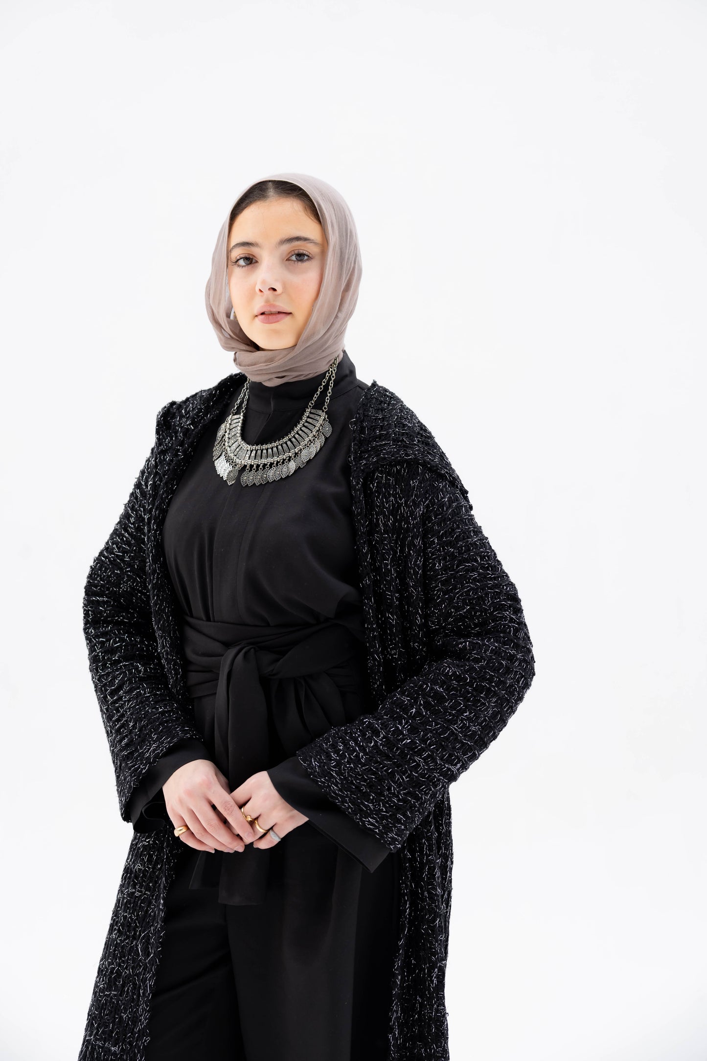 Twilight Knit Cardigan in Shimmer Black