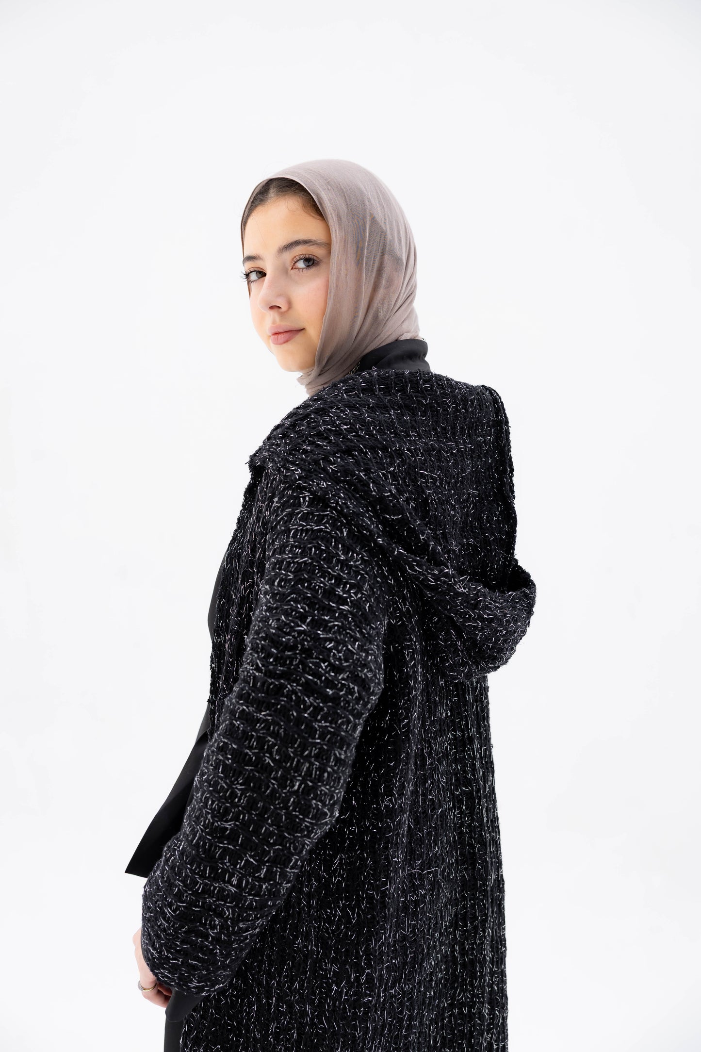 Twilight Knit Cardigan in Shimmer Black