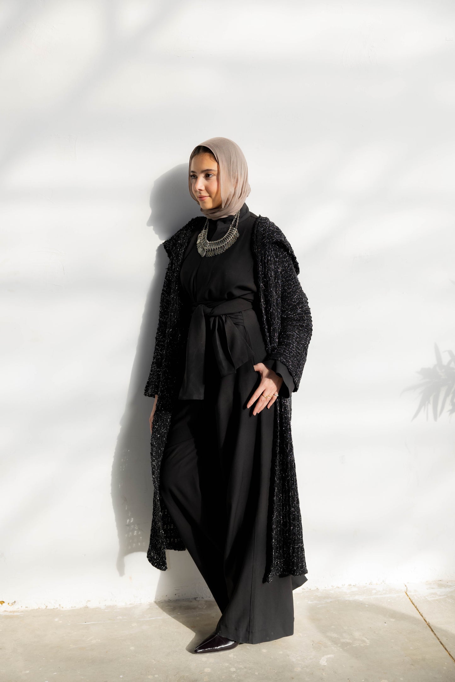 Twilight Knit Cardigan in Shimmer Black