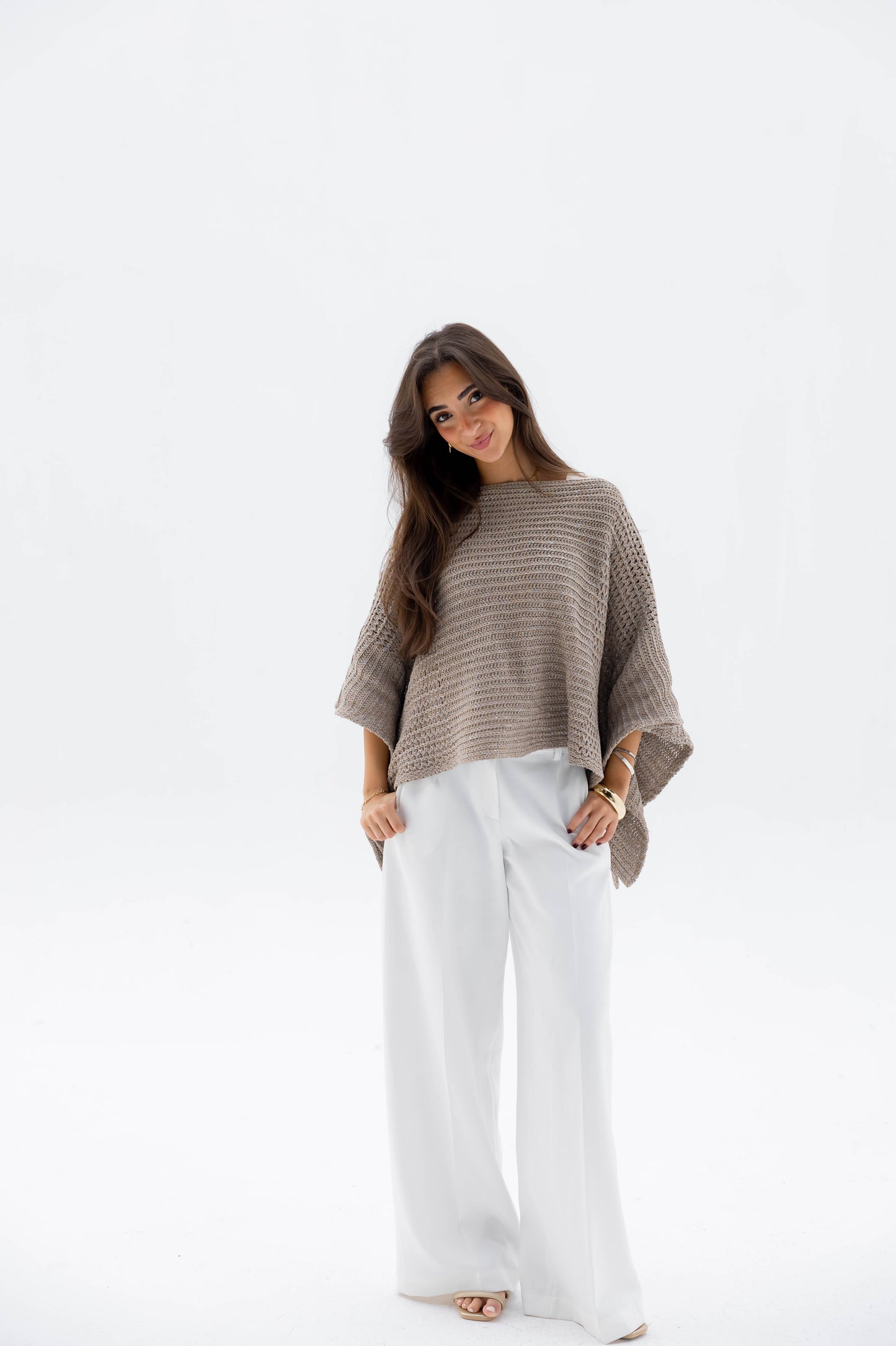 Moonlit Cape in Shimmer Beige
