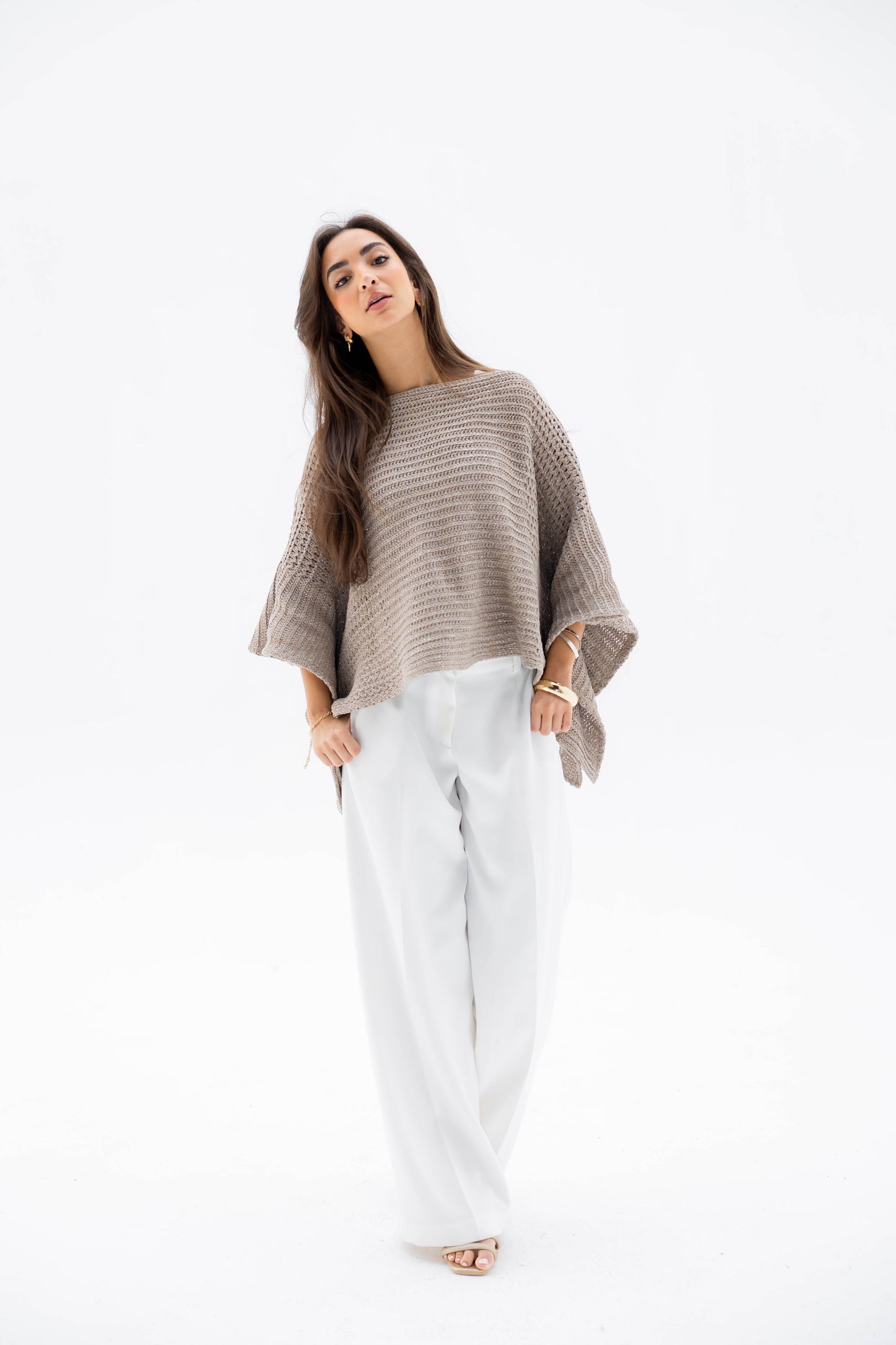 Moonlit Cape in Shimmer Beige