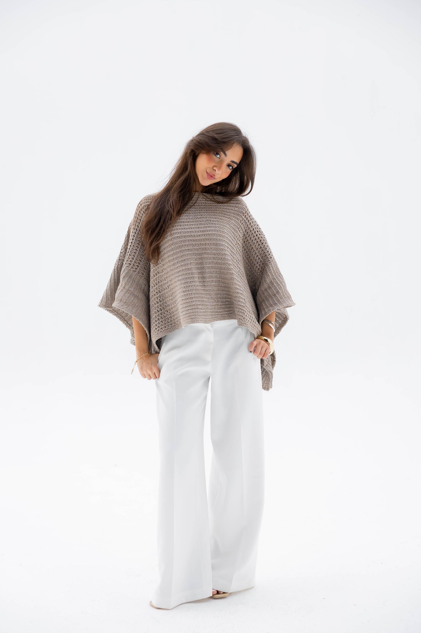 Moonlit Cape in Shimmer Beige