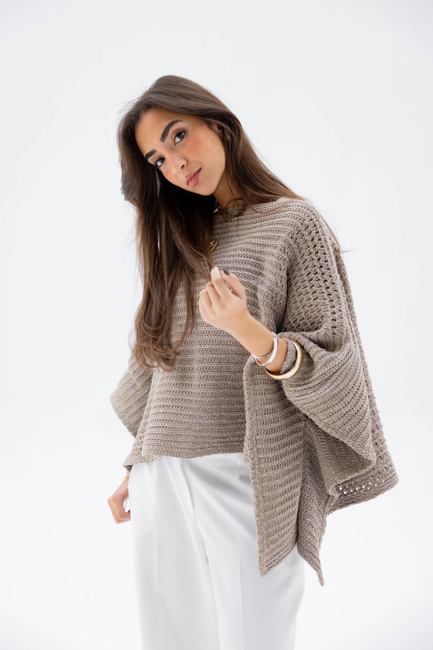 Moonlit Cape in Shimmer Beige