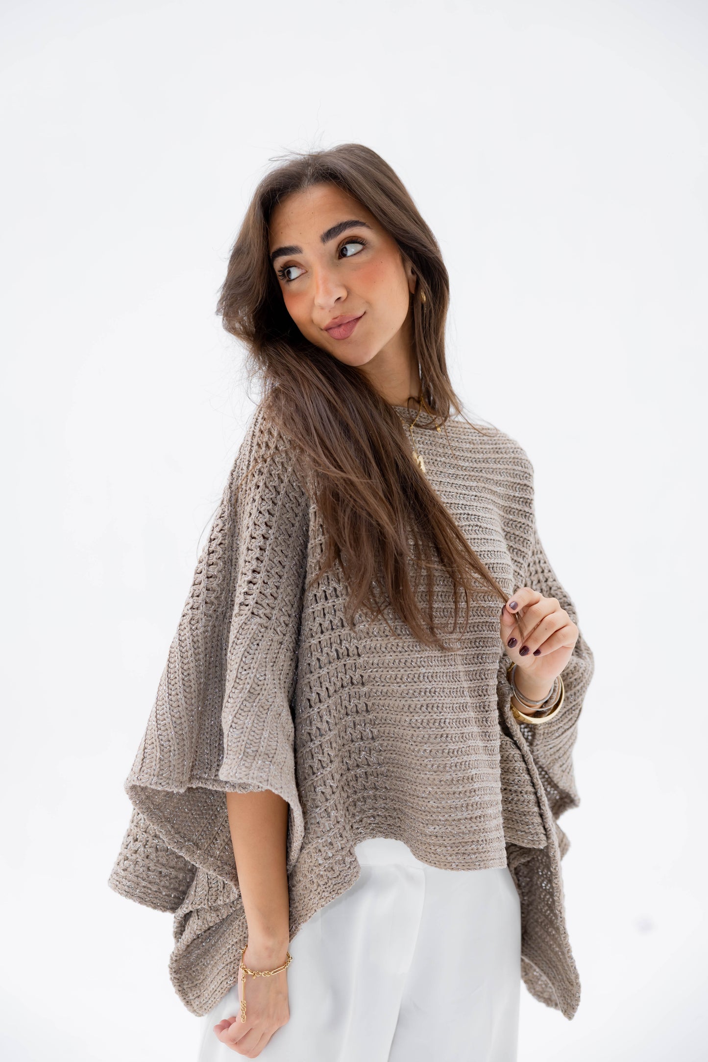 Moonlit Cape in Shimmer Beige
