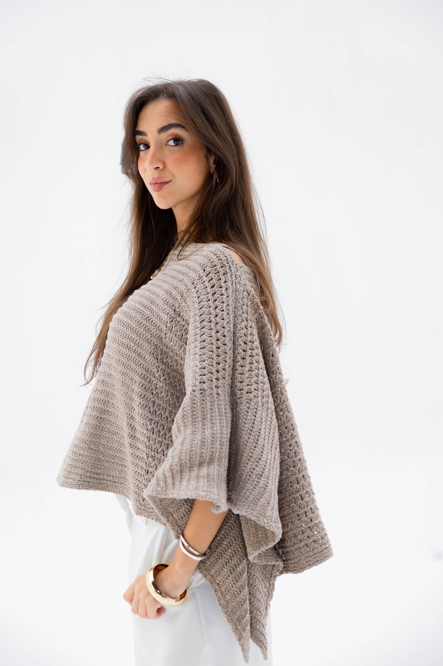 Moonlit Cape in Shimmer Beige