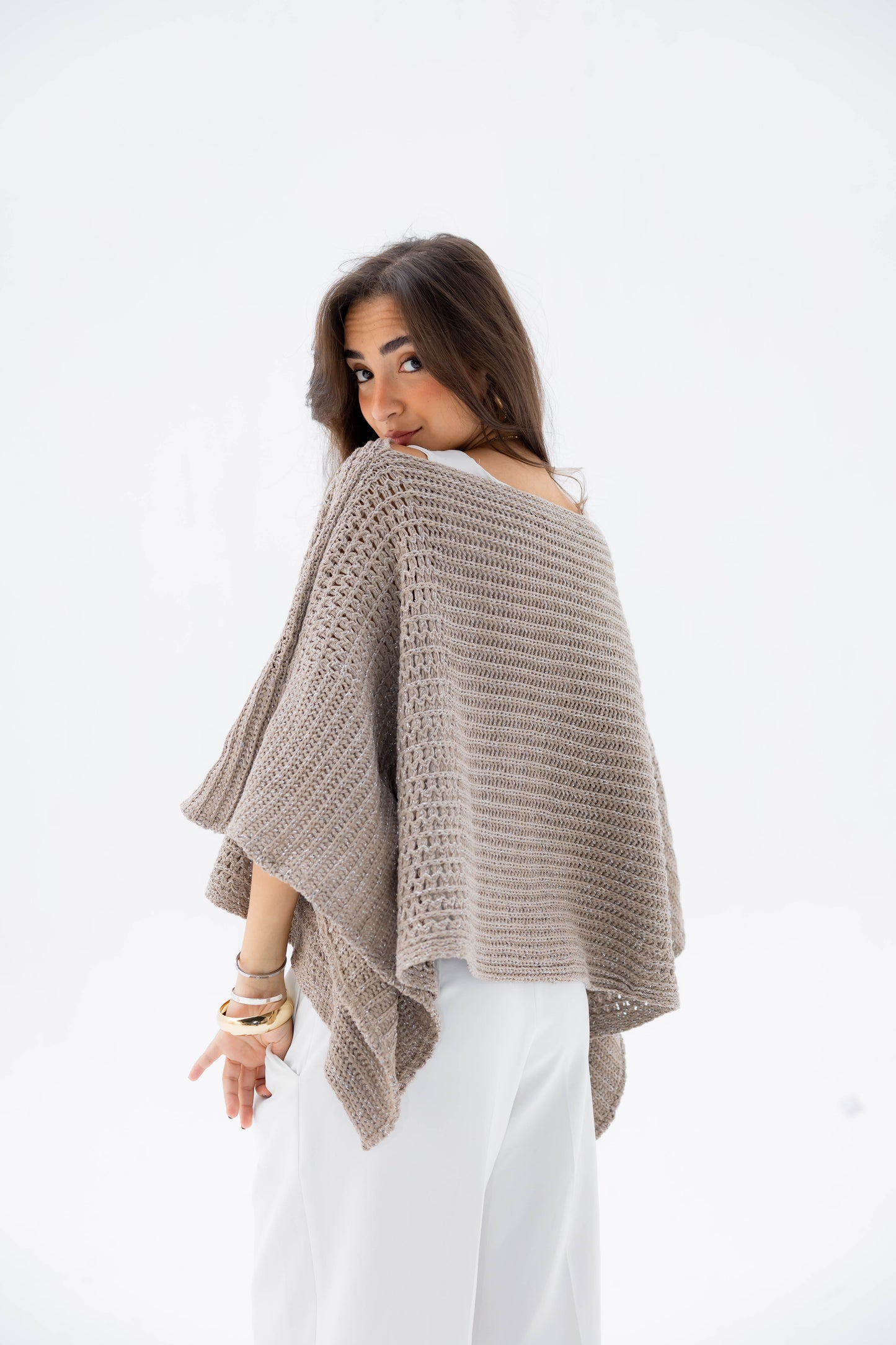 Moonlit Cape in Shimmer Beige