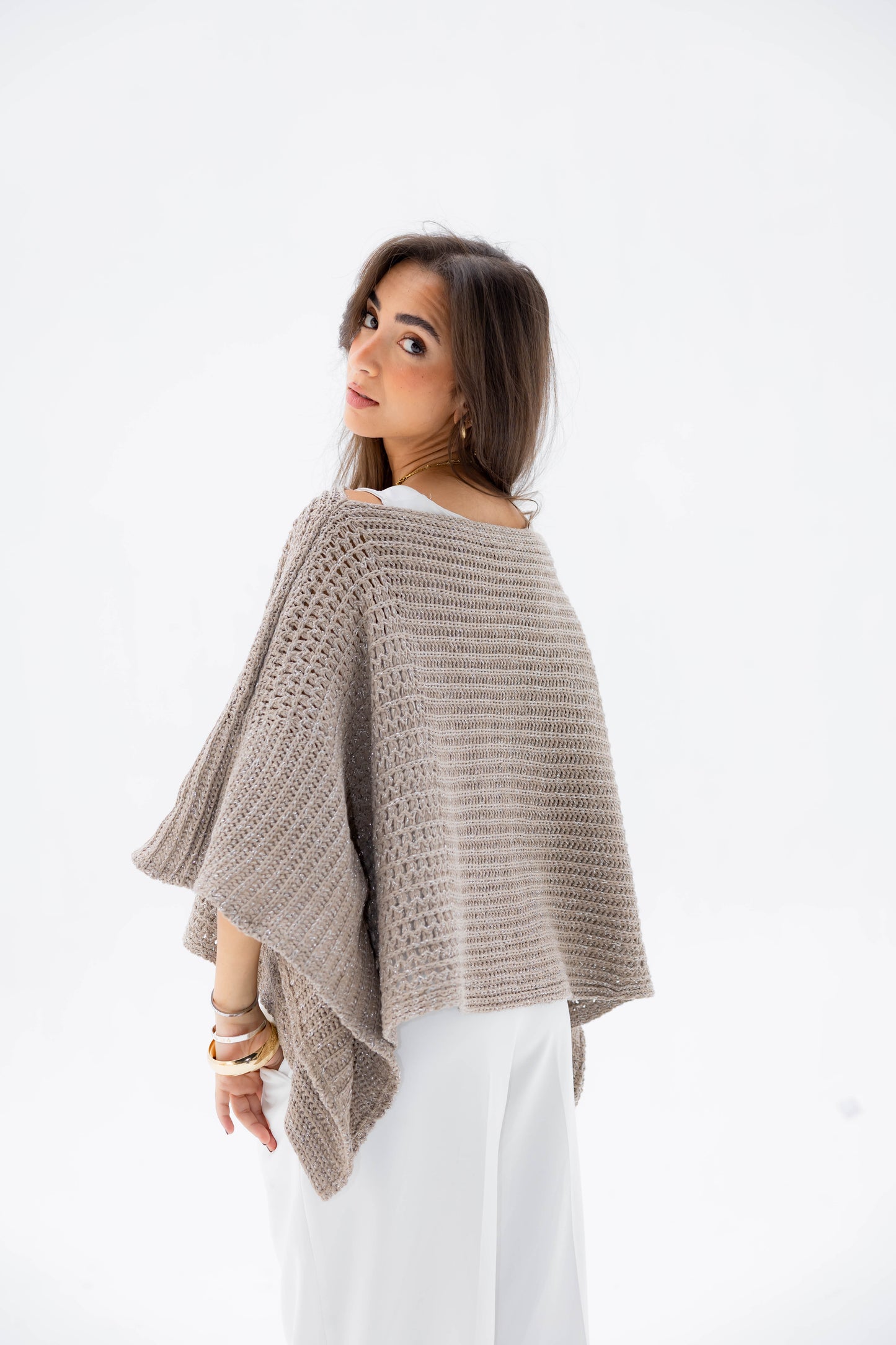 Moonlit Cape in Shimmer Beige