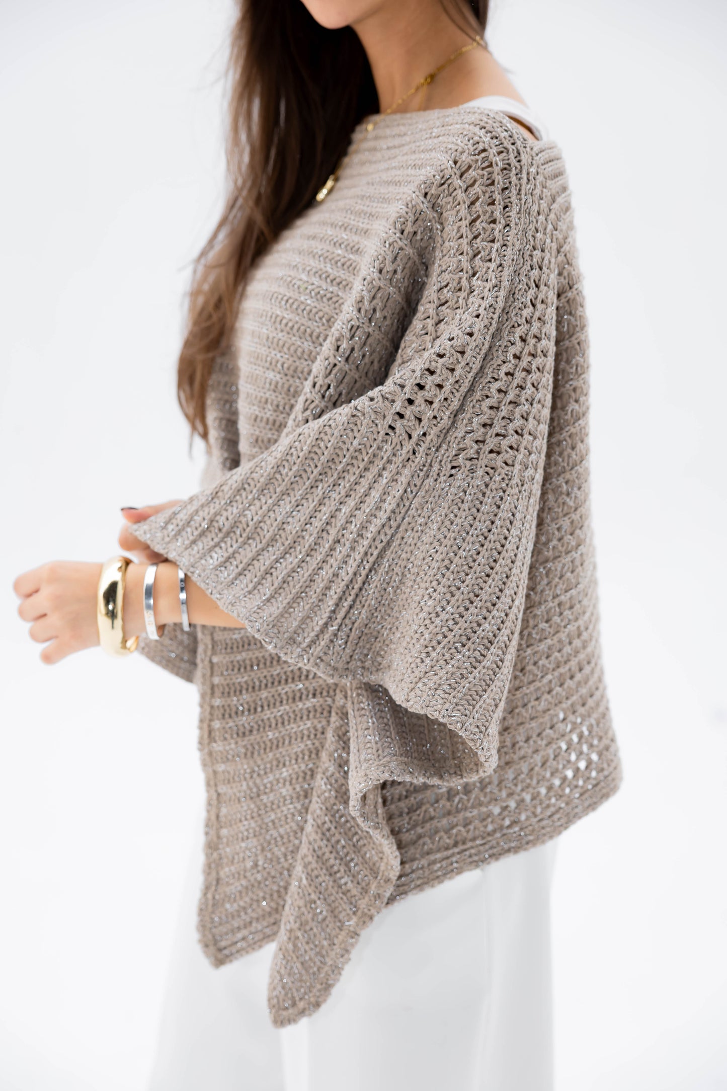 Moonlit Cape in Shimmer Beige