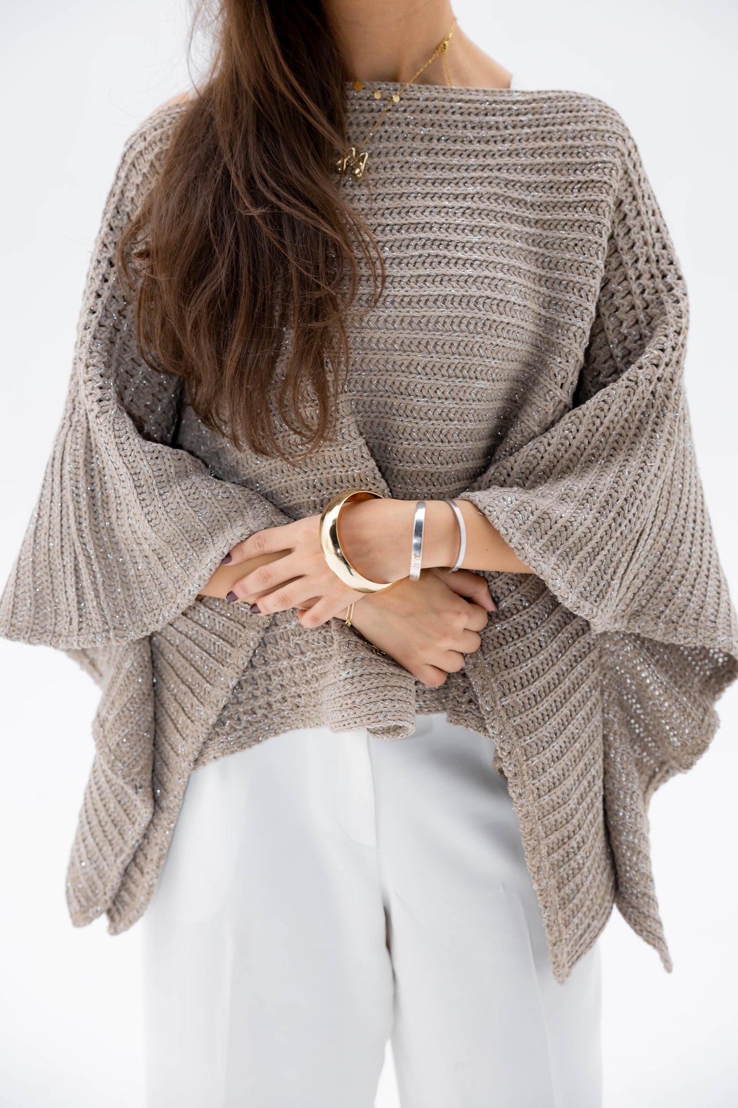 Moonlit Cape in Shimmer Beige