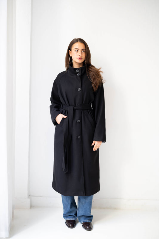 Midnight Belted Coat in Black