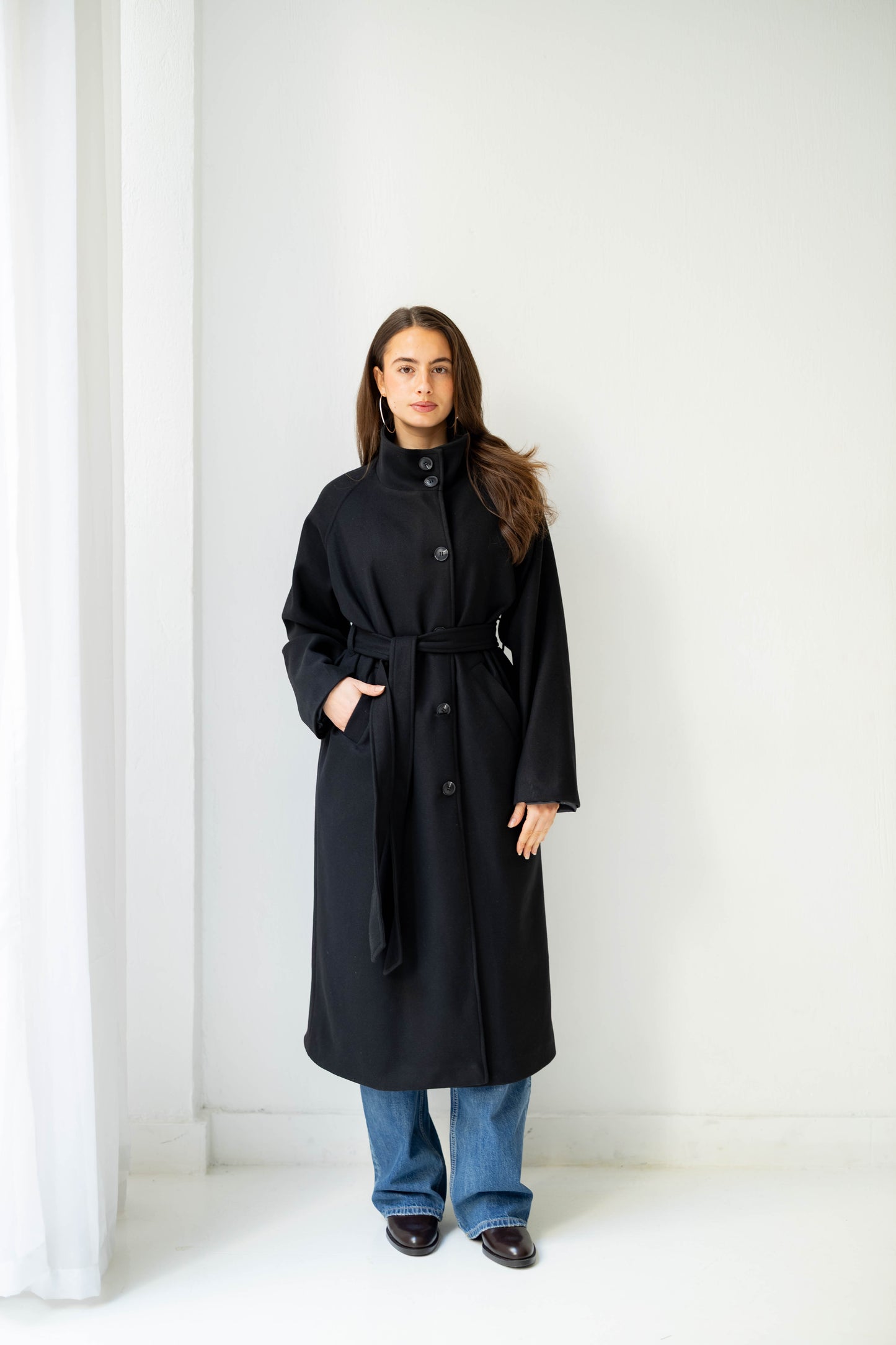Midnight Belted Coat in Black