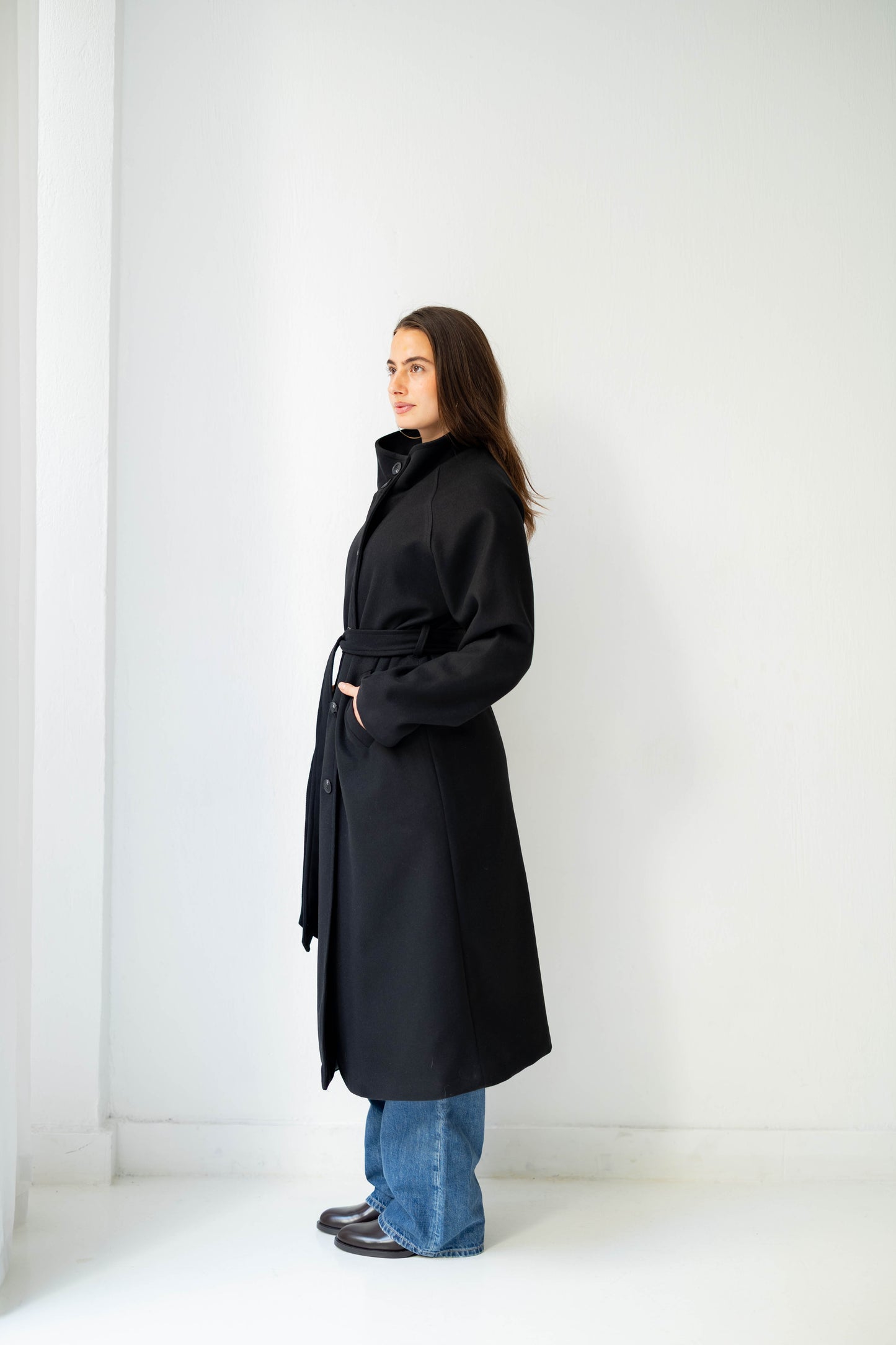 Midnight Belted Coat in Black