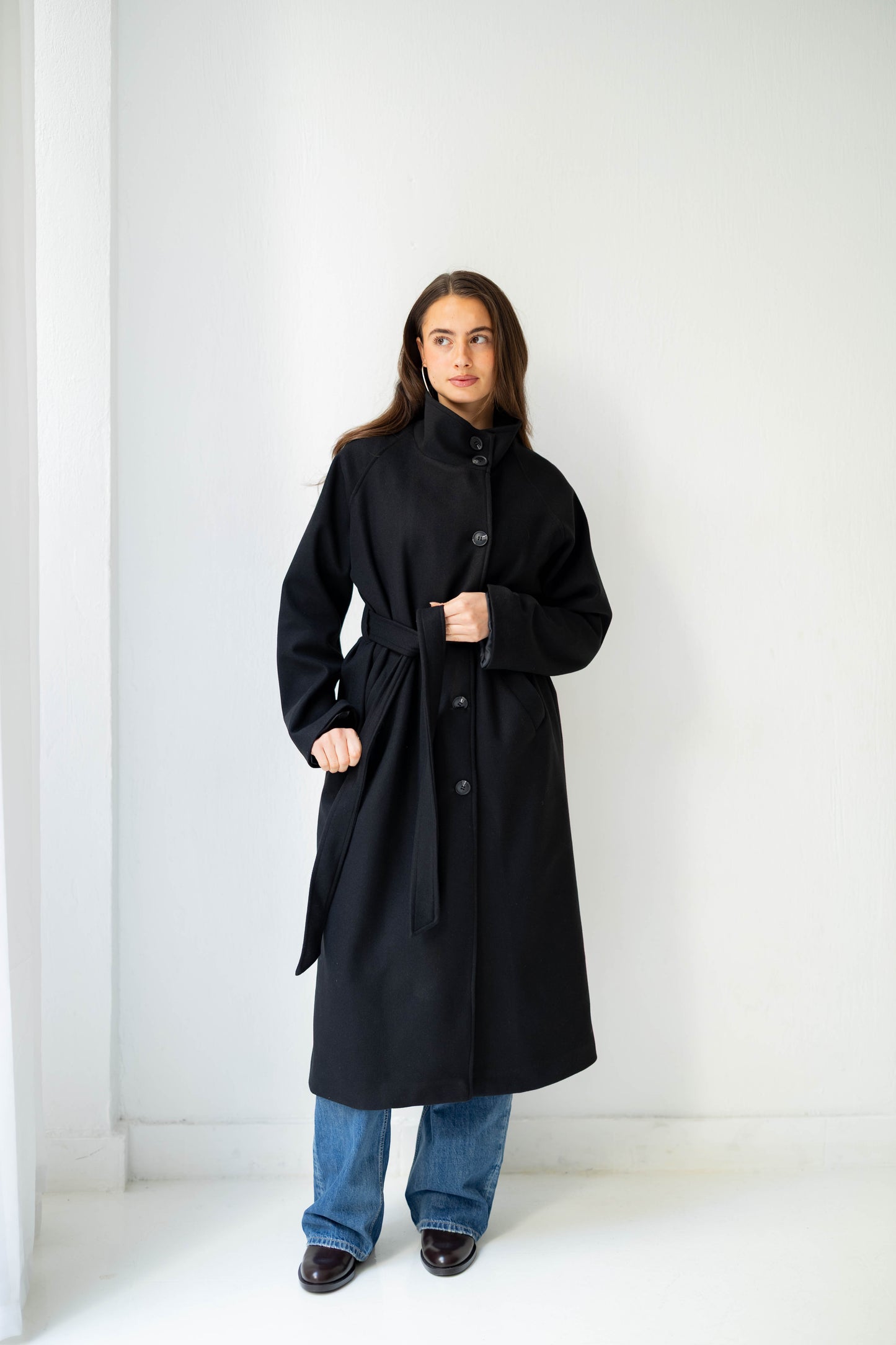 Midnight Belted Coat in Black