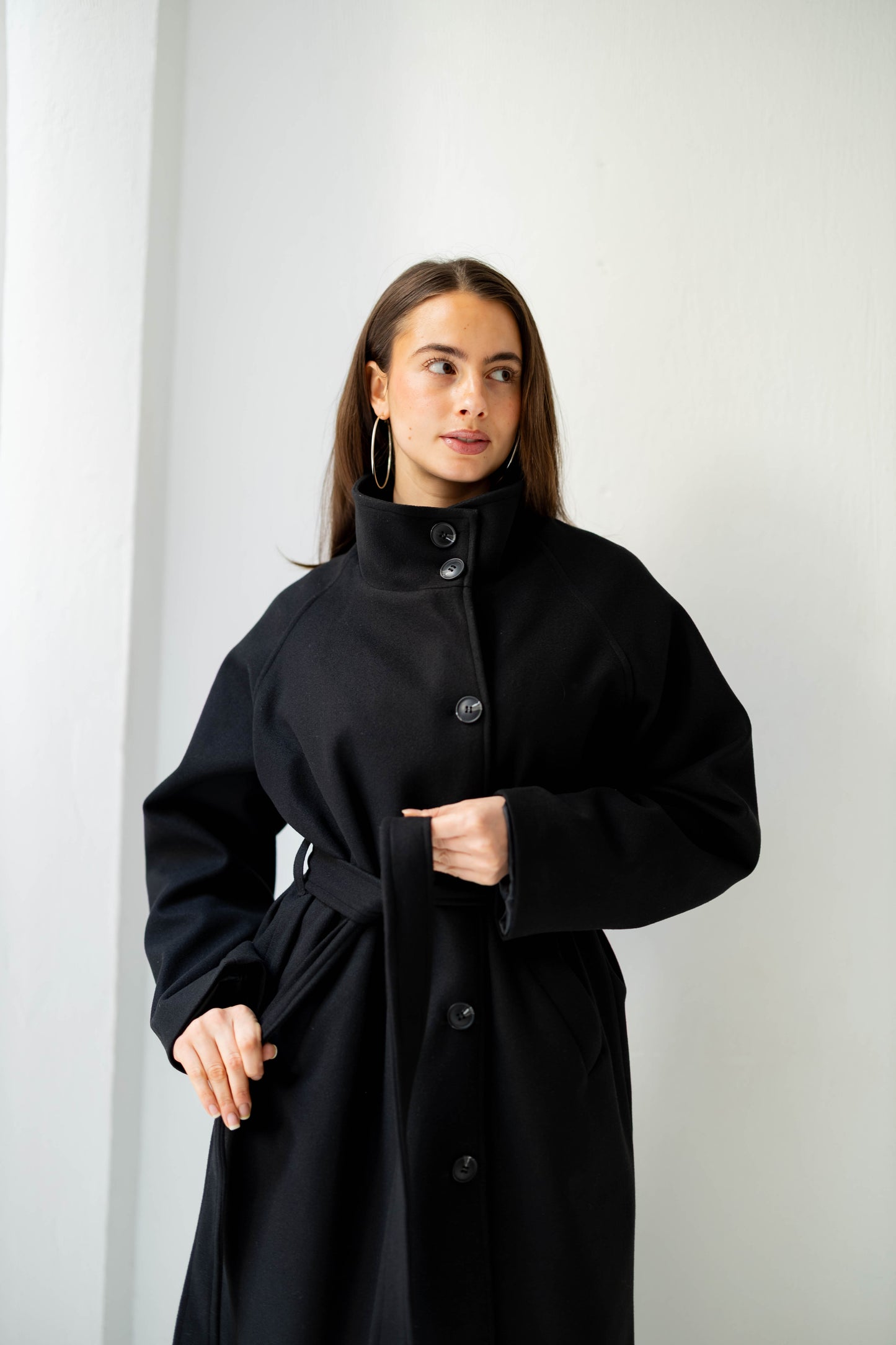 Midnight Belted Coat in Black