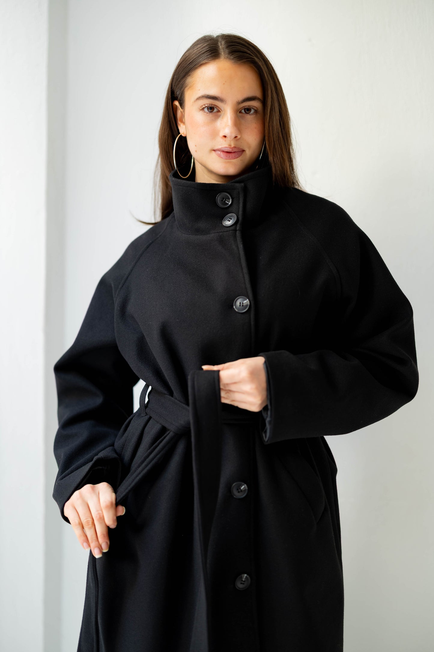 Midnight Belted Coat in Black