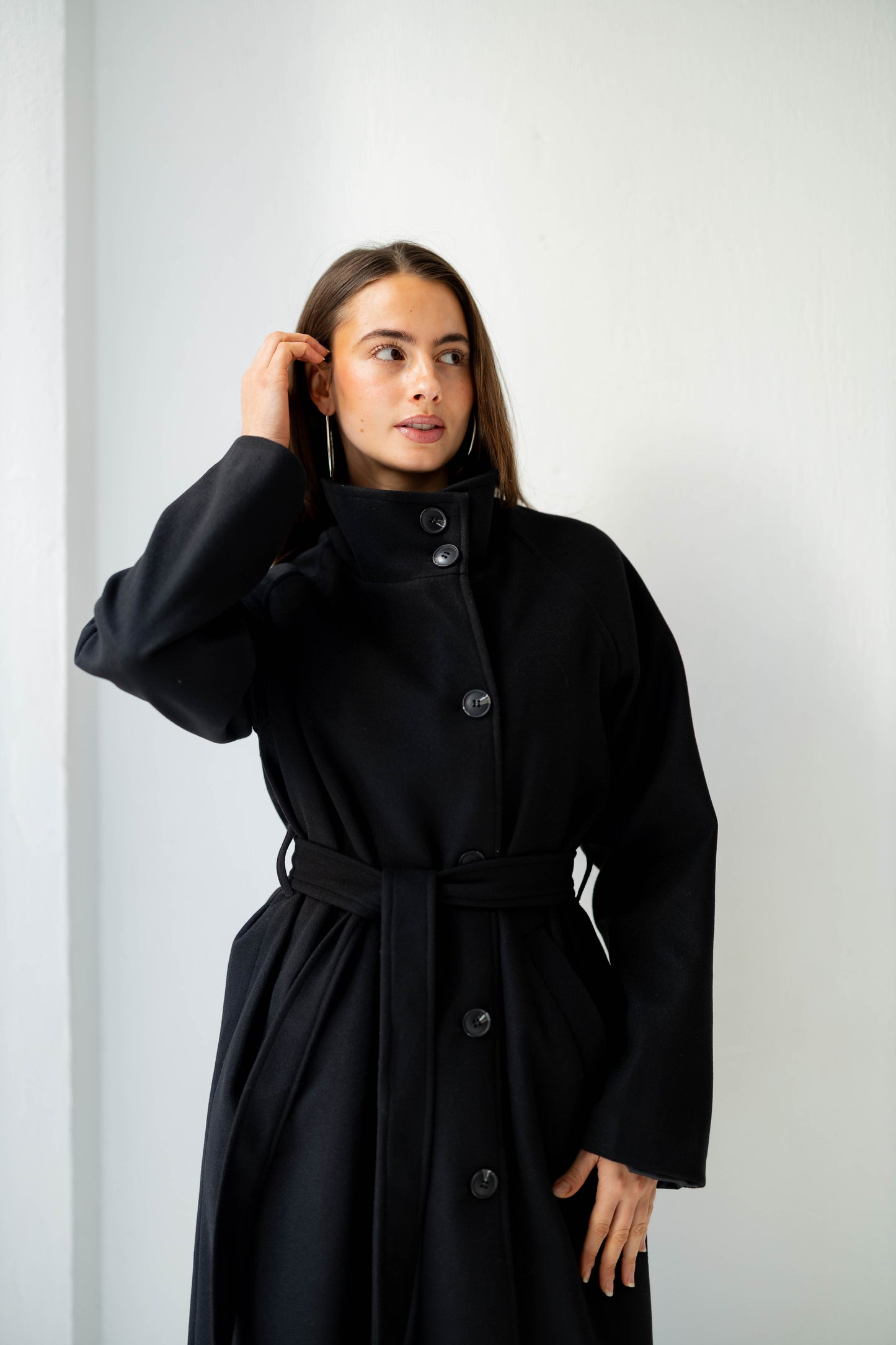 Midnight Belted Coat in Black
