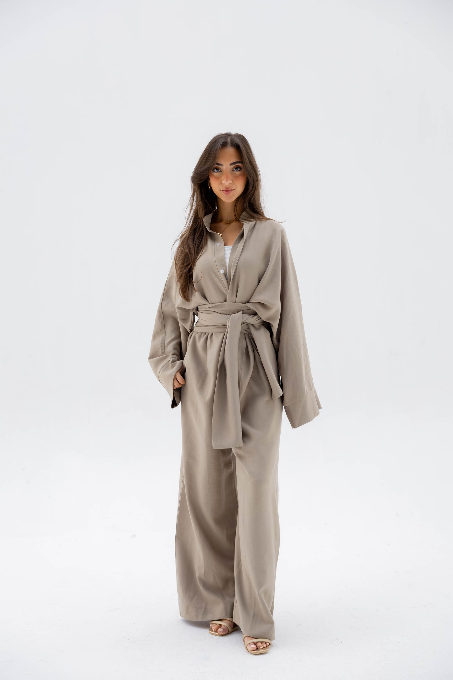 (PRE-ORDER) Valore Wrap Jumpsuit in Light Olive