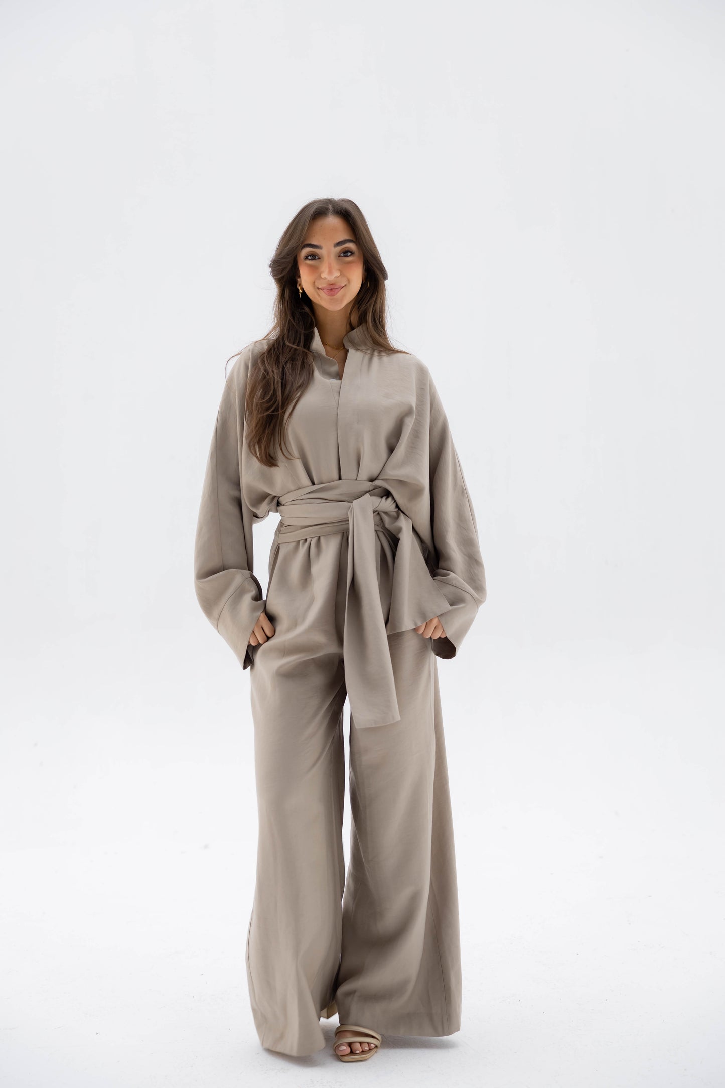 (PRE-ORDER) Valore Wrap Jumpsuit in Light Olive