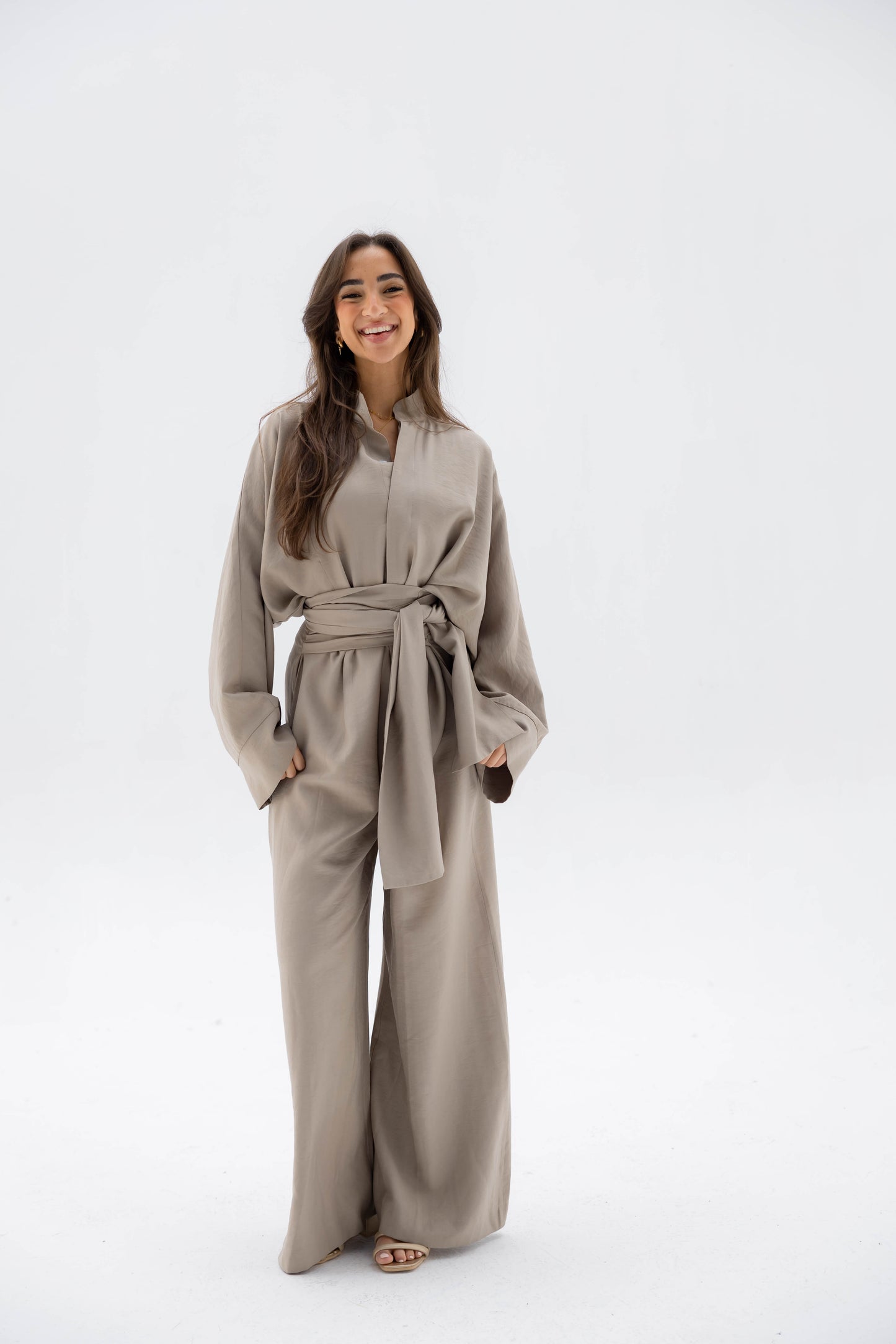 (PRE-ORDER) Valore Wrap Jumpsuit in Light Olive