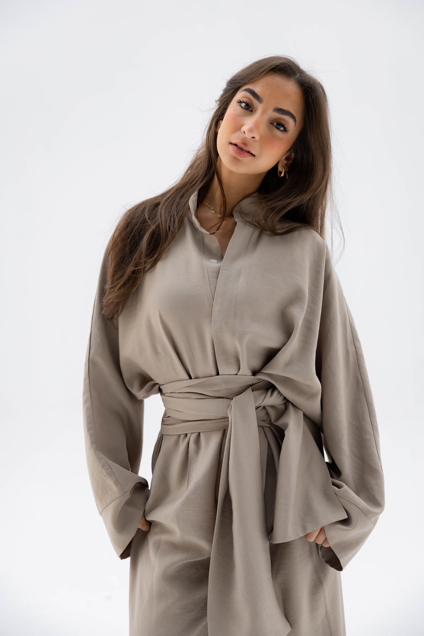 (PRE-ORDER) Valore Wrap Jumpsuit in Light Olive