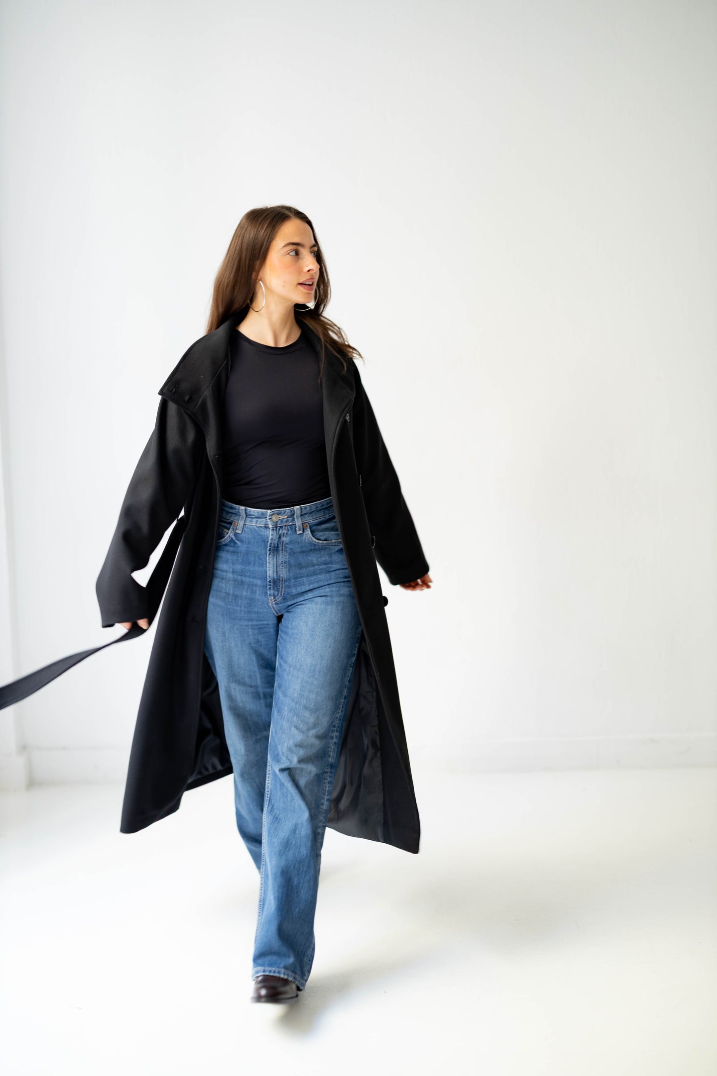 Midnight Belted Coat in Black