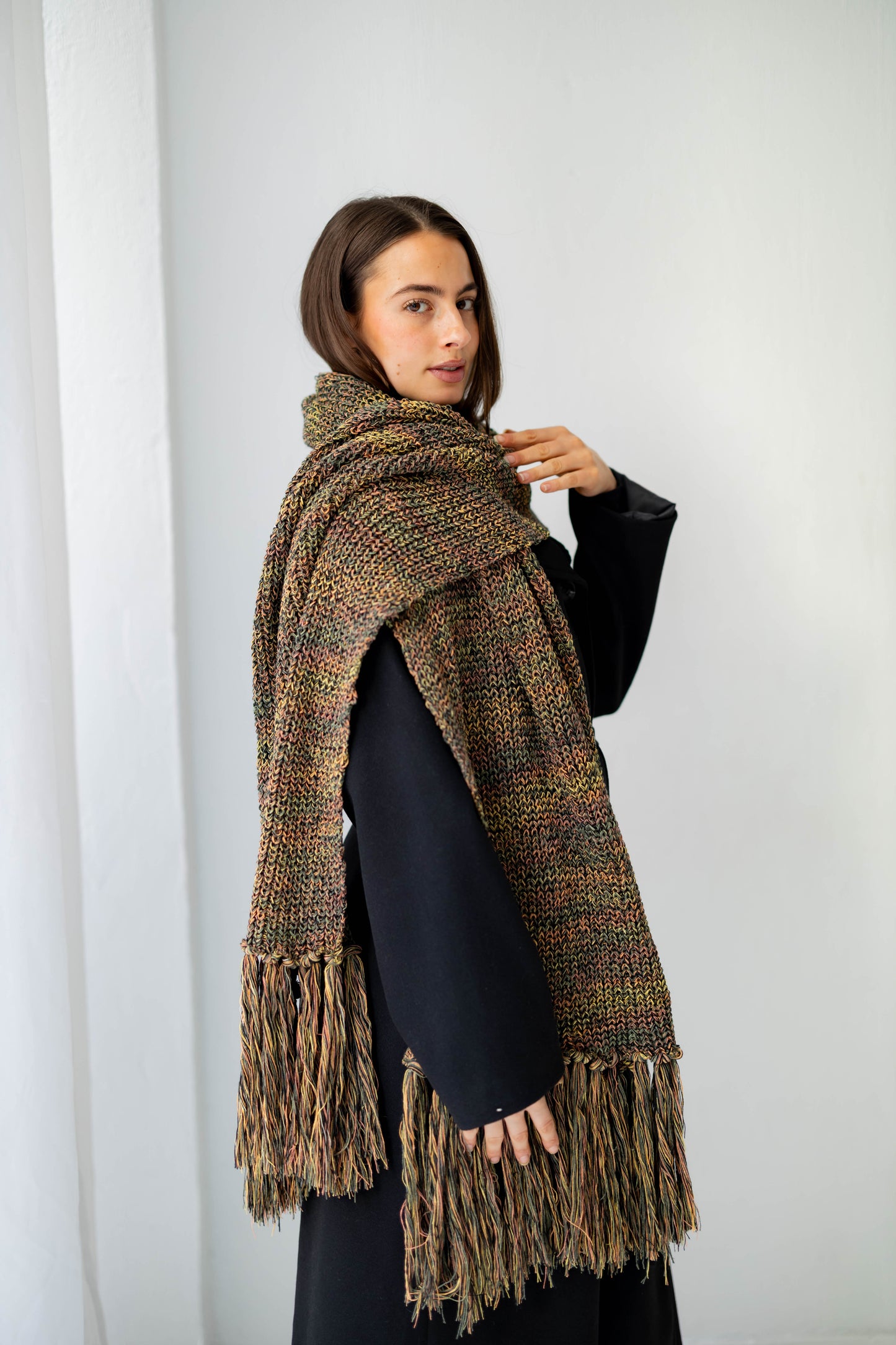 Warm Snuggle Shawl in Green Blend