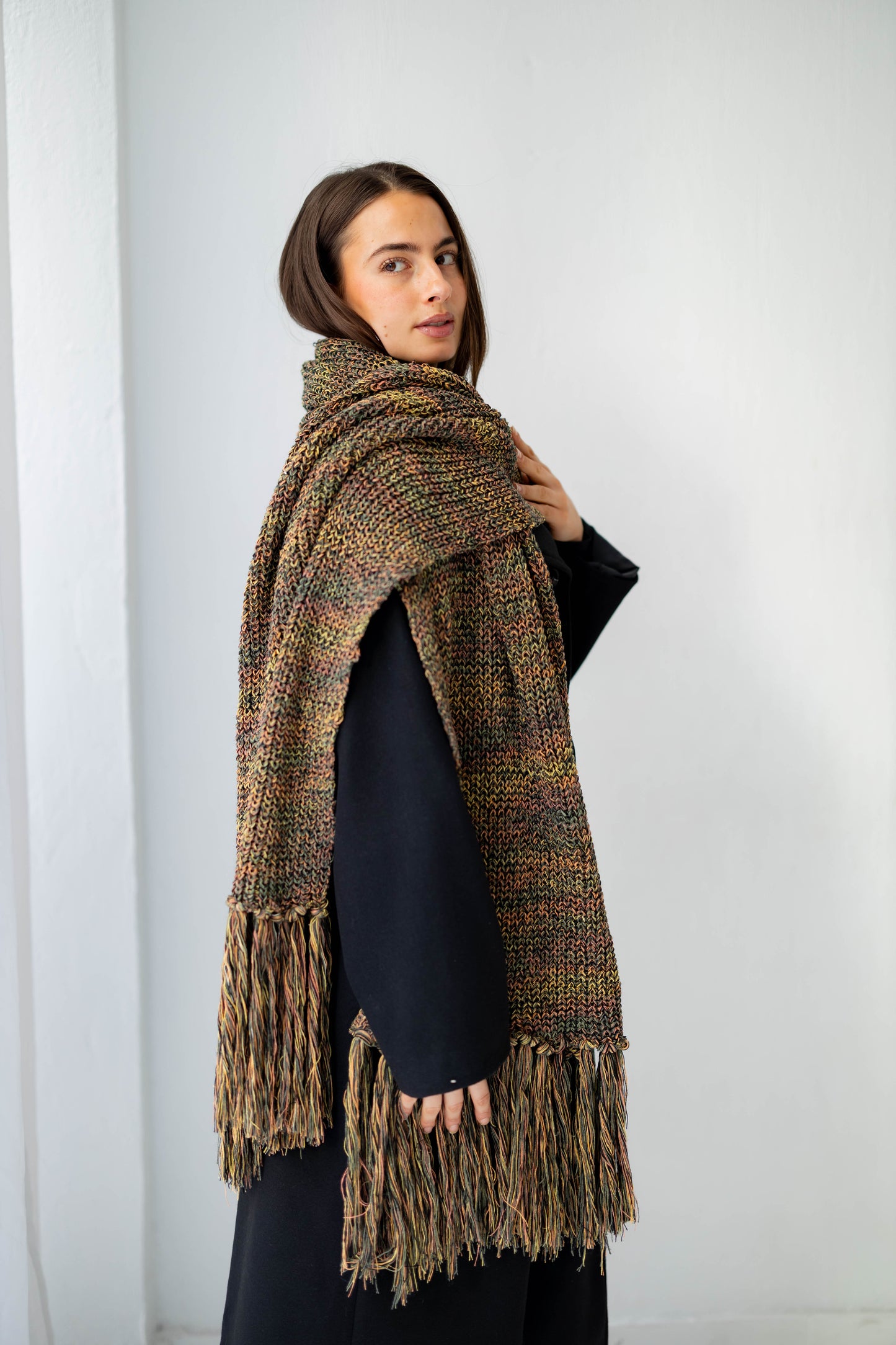 Warm Snuggle Shawl in Green Blend