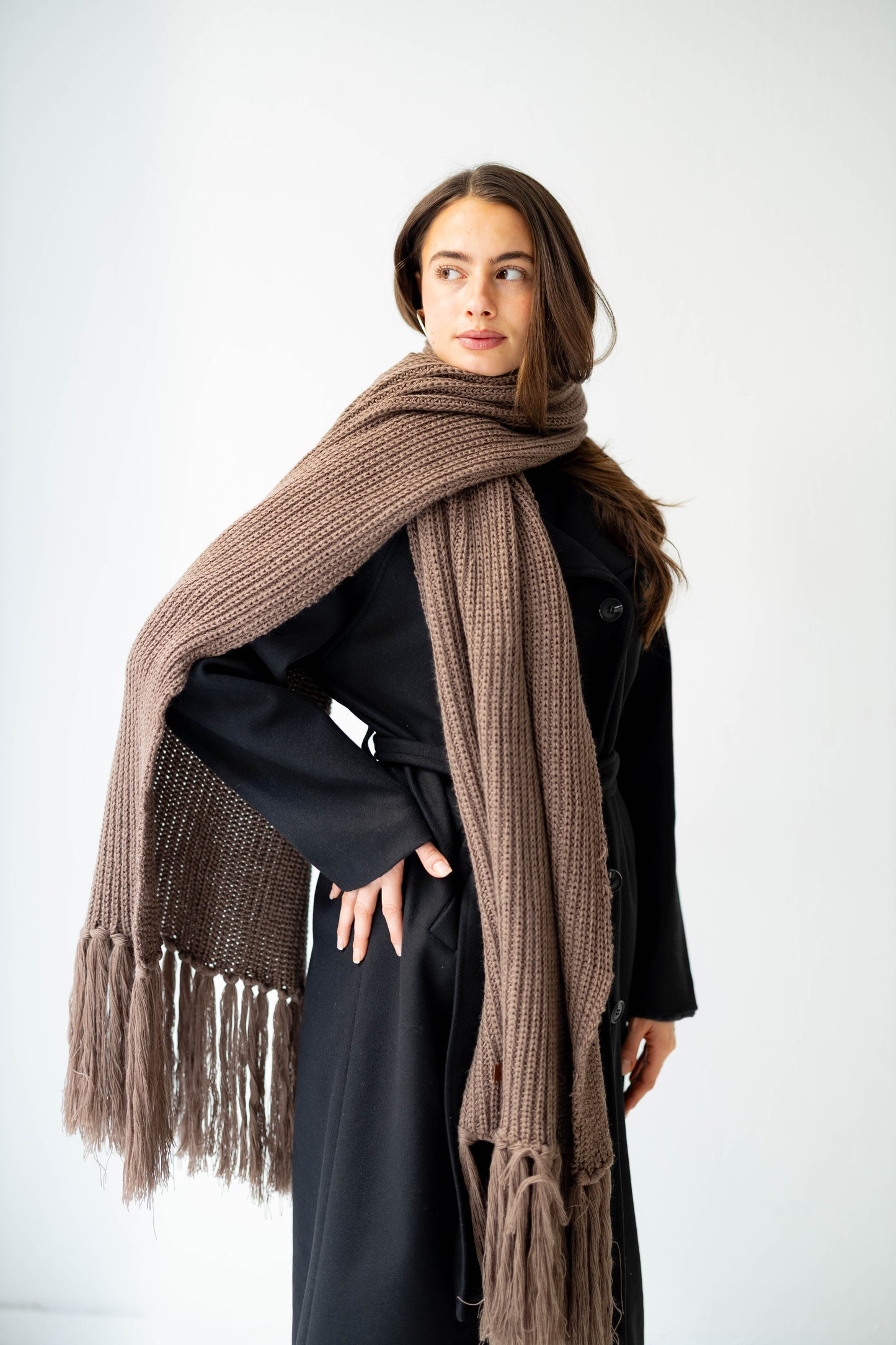 Warm Snuggle Shawl in Mocha