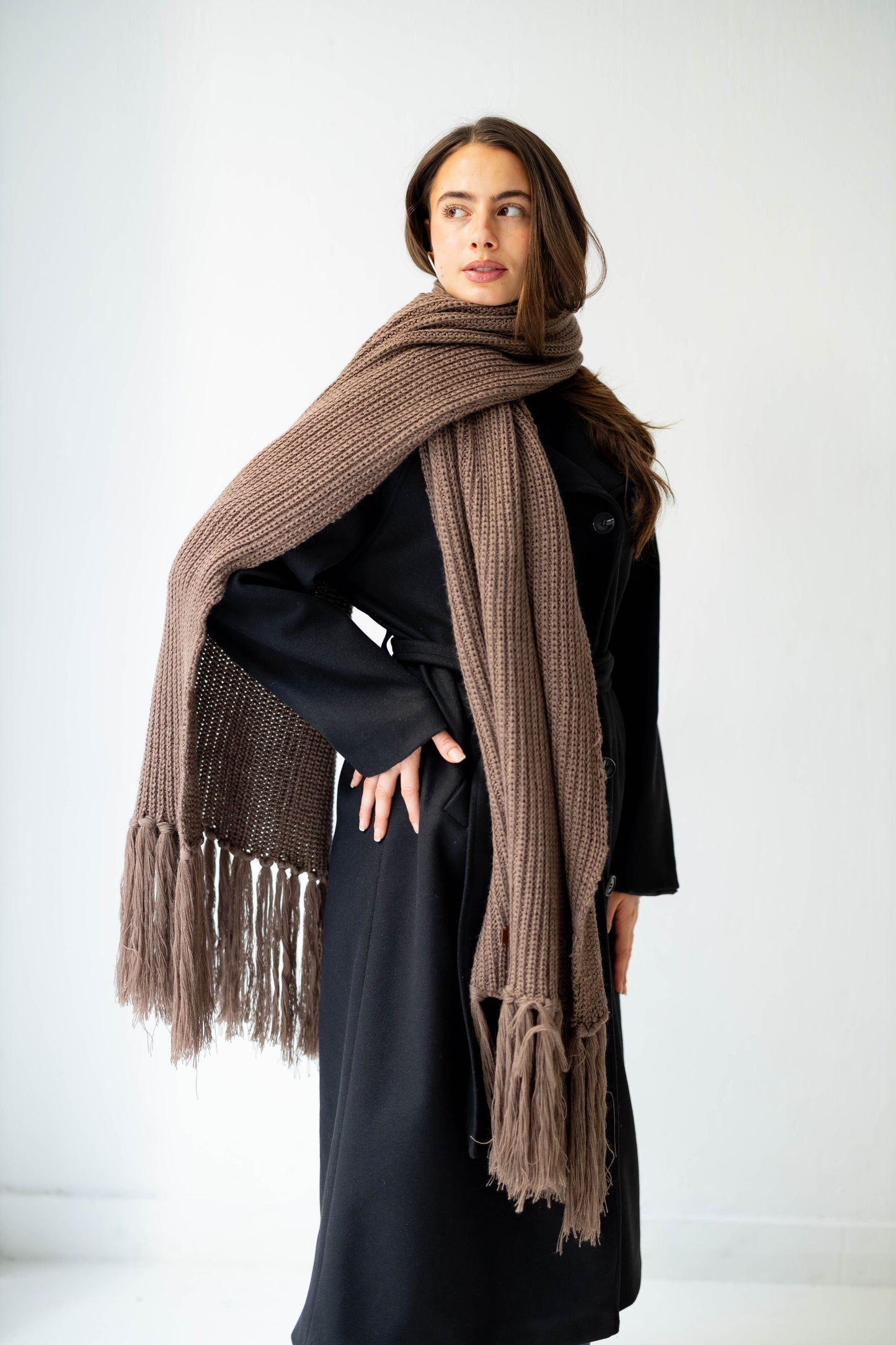 Warm Snuggle Shawl in Mocha