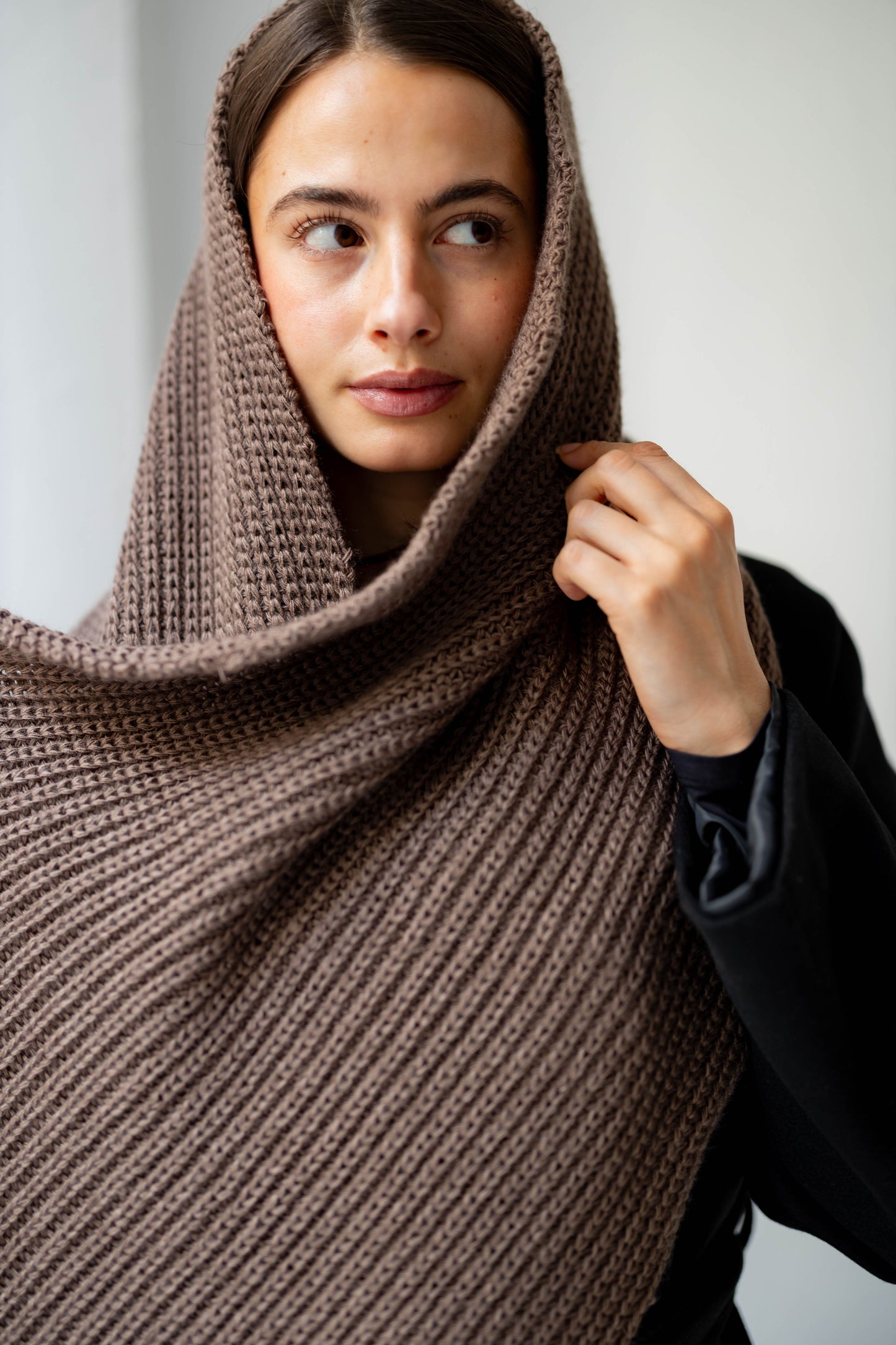 Warm Snuggle Shawl in Mocha