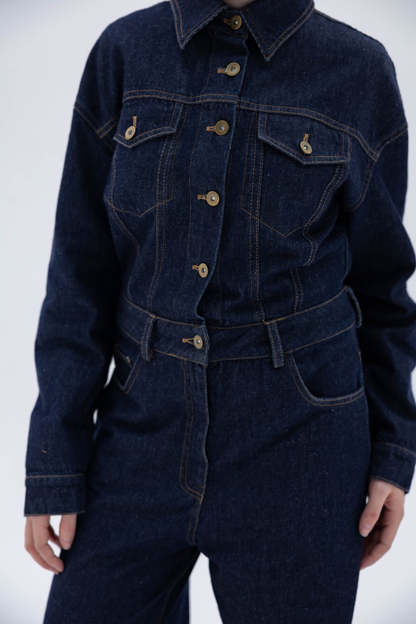 Clara Jumpsuit in Raw Denim