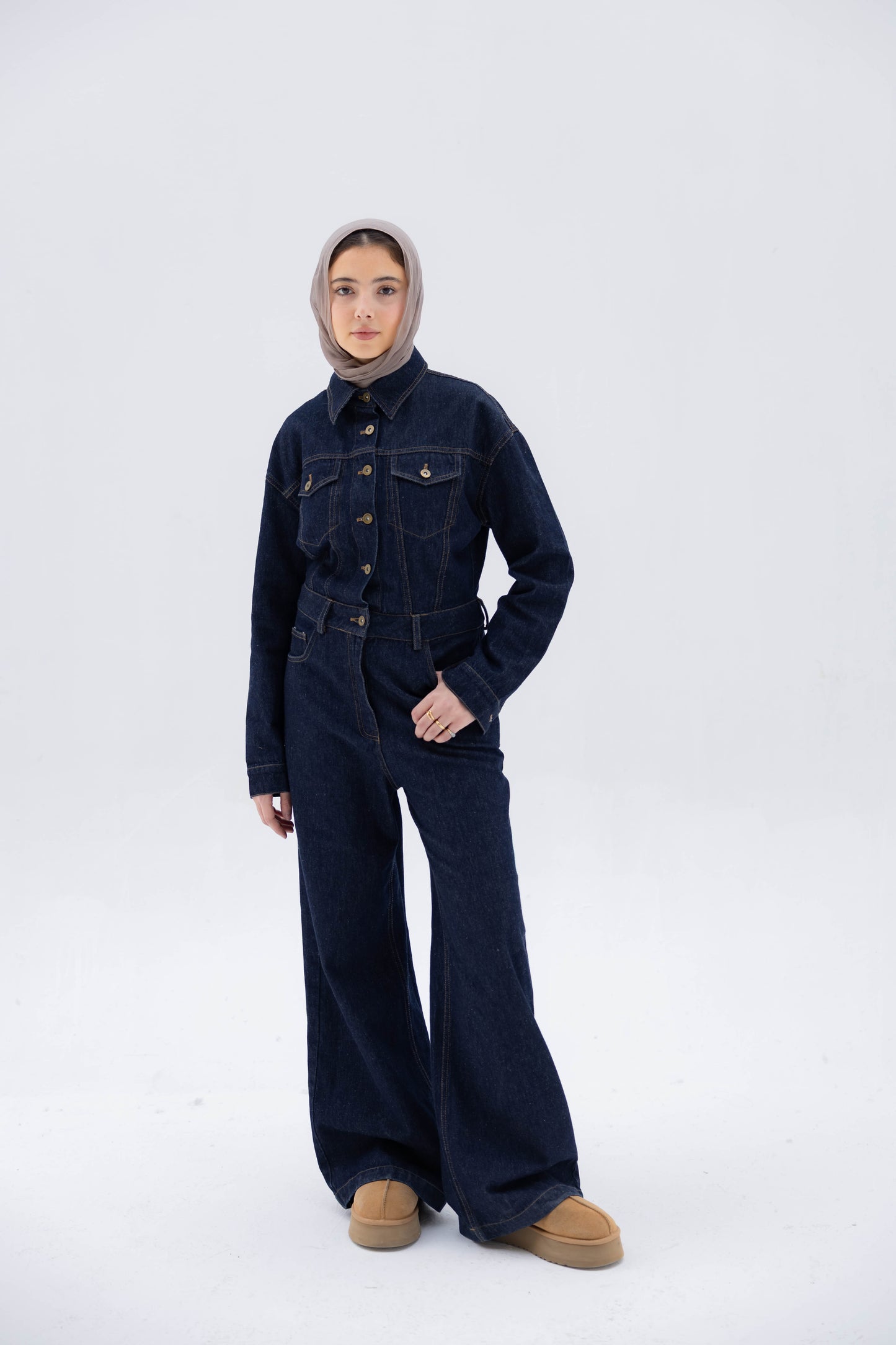Clara Jumpsuit in Raw Denim