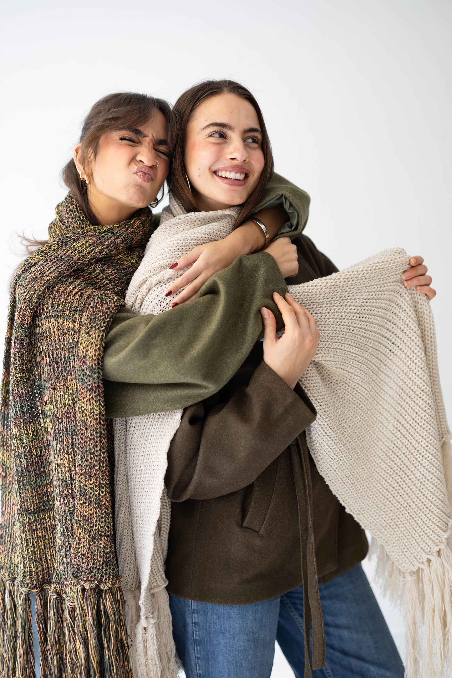 Warm Snuggle Shawl in Green Blend