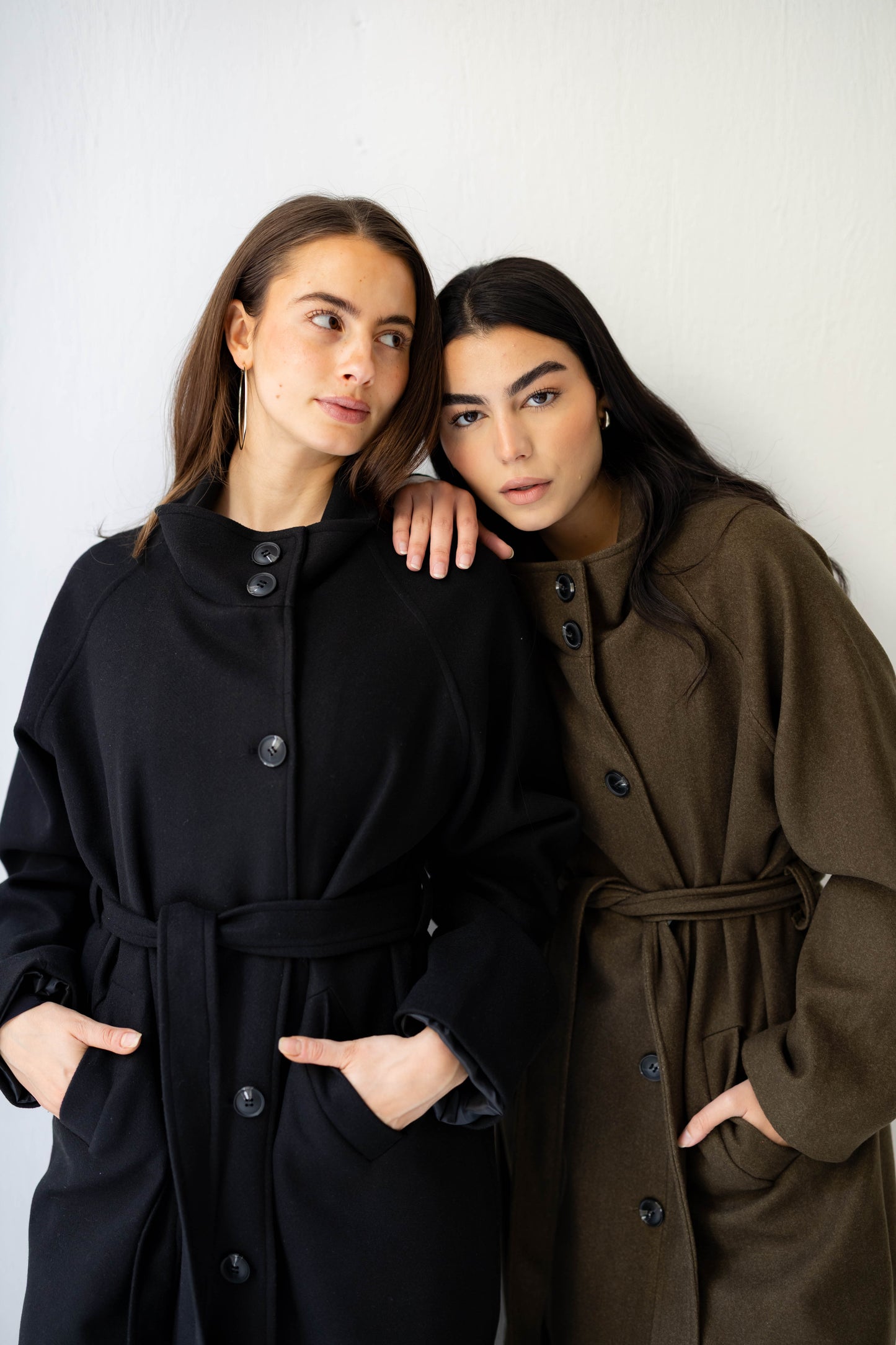 Midnight Belted Coat in Olive Brown