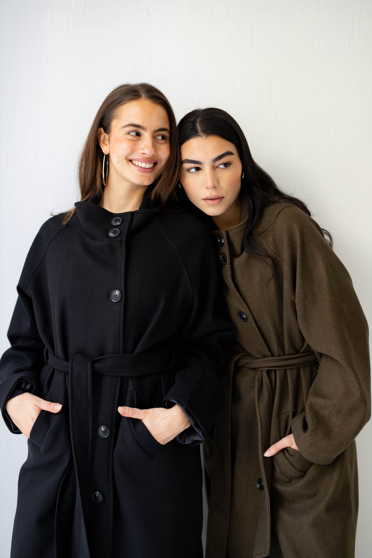 Midnight Belted Coat in Olive Brown