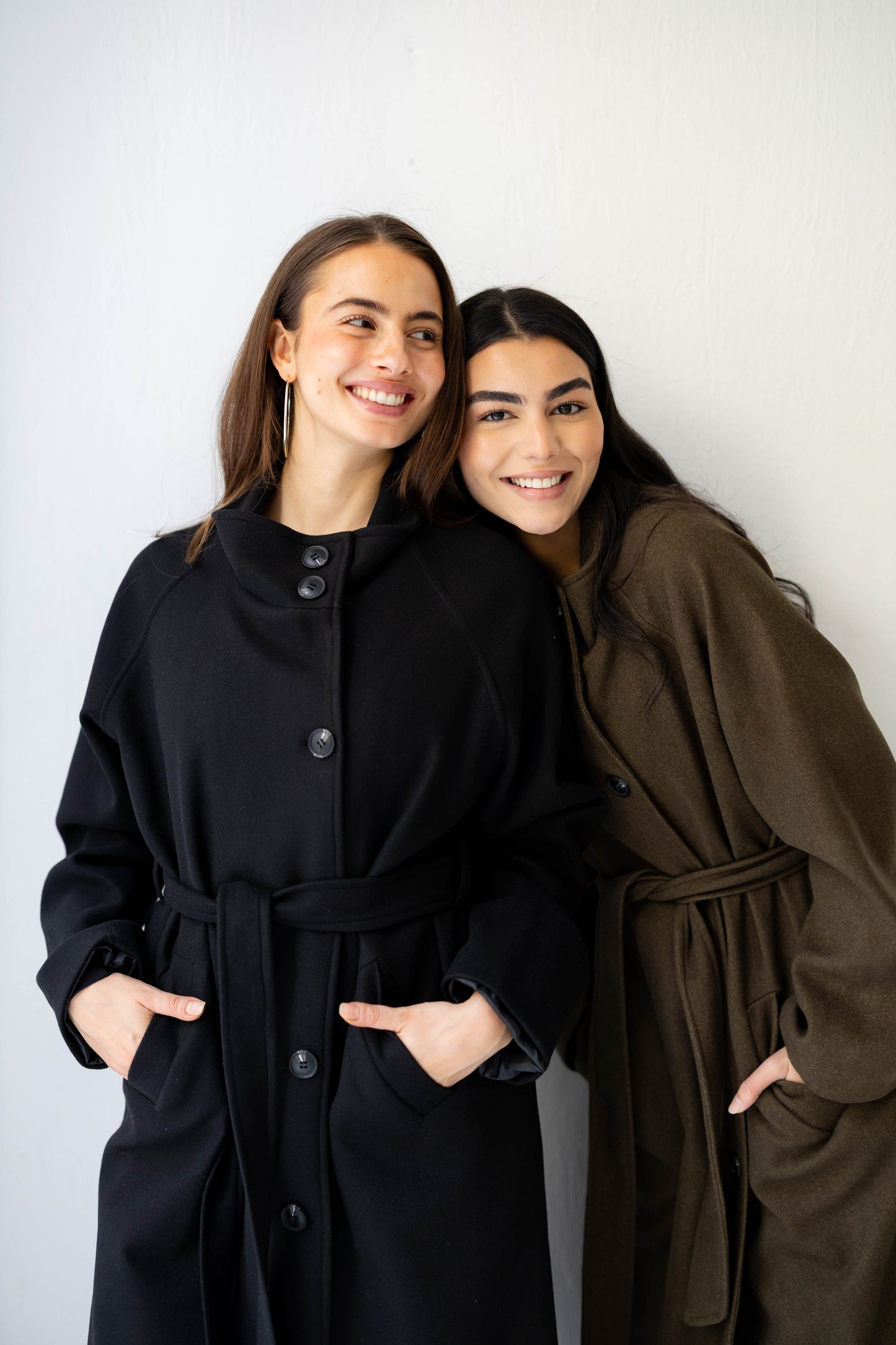 Midnight Belted Coat in Olive Brown