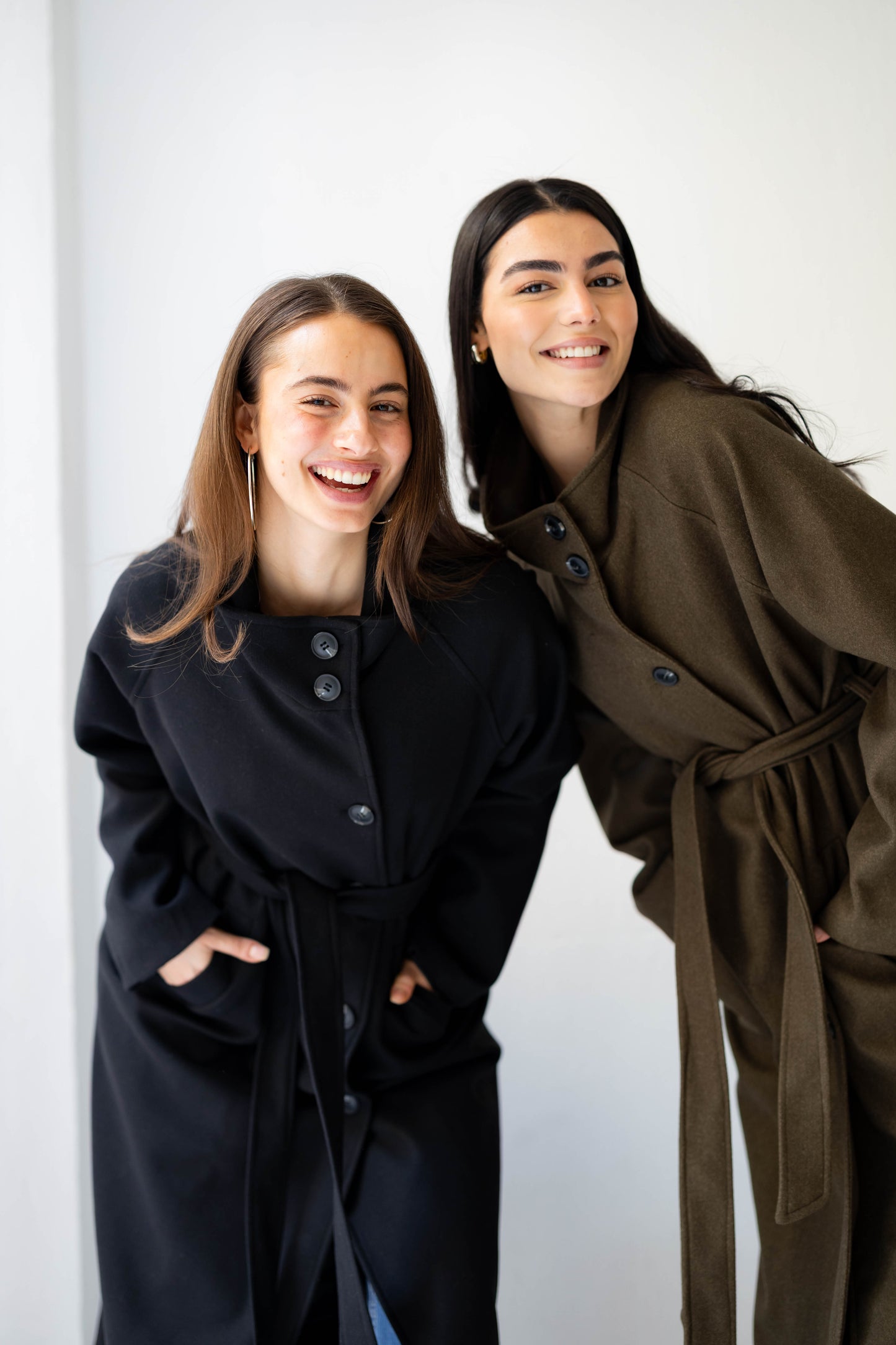 Midnight Belted Coat in Olive Brown