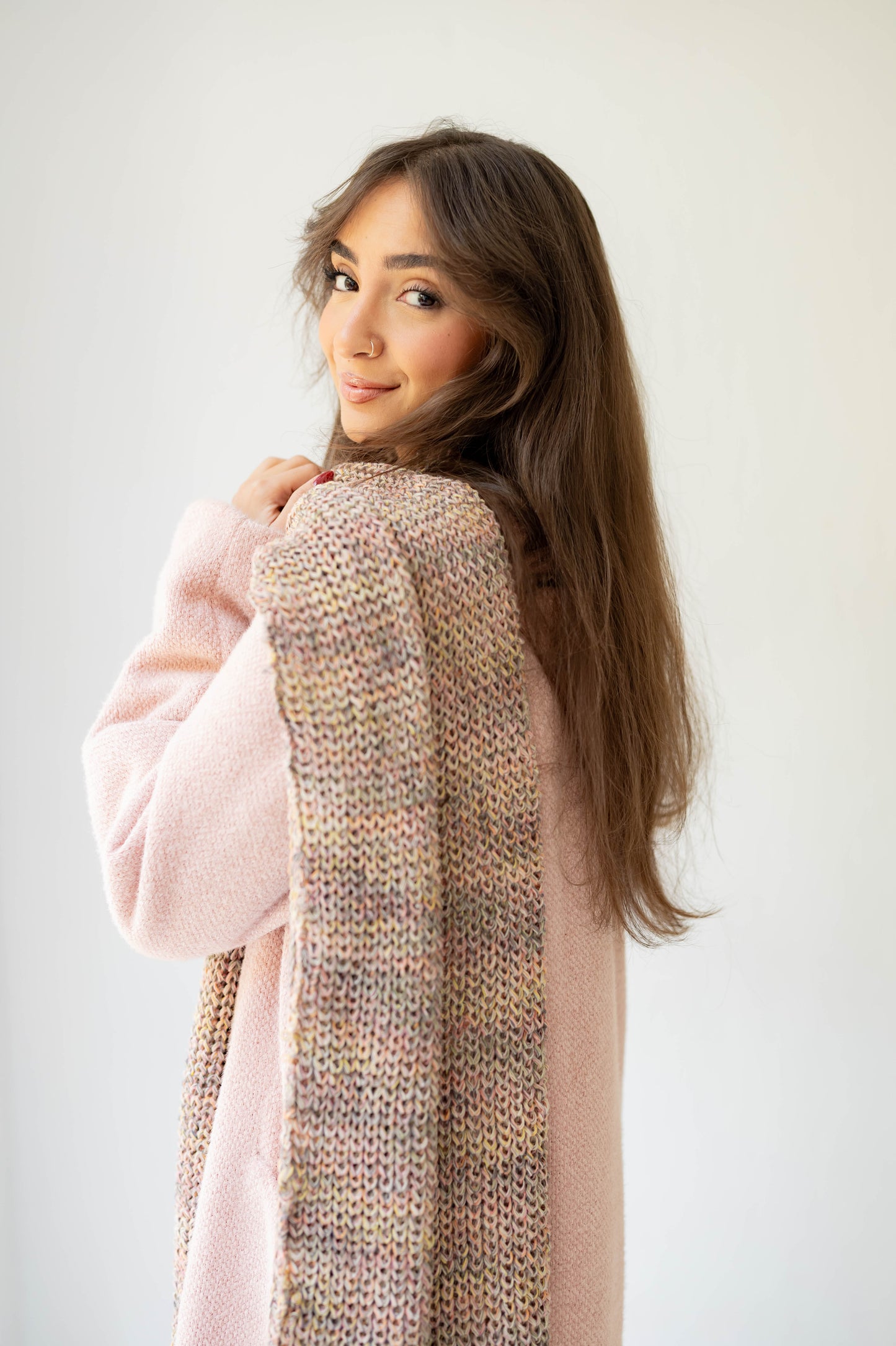 Warm Snuggle Shawl in Blush Blend