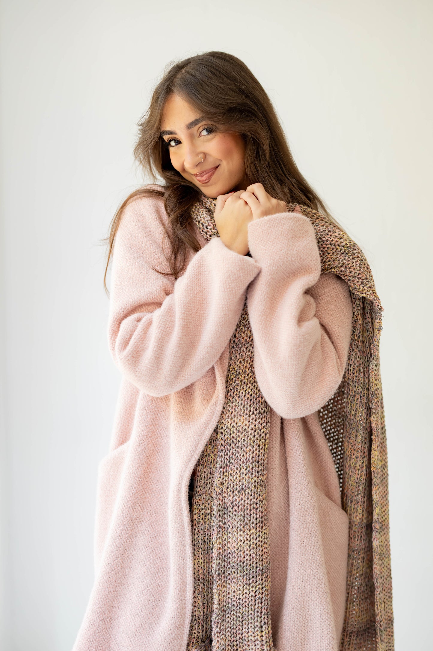 Warm Snuggle Shawl in Blush Blend